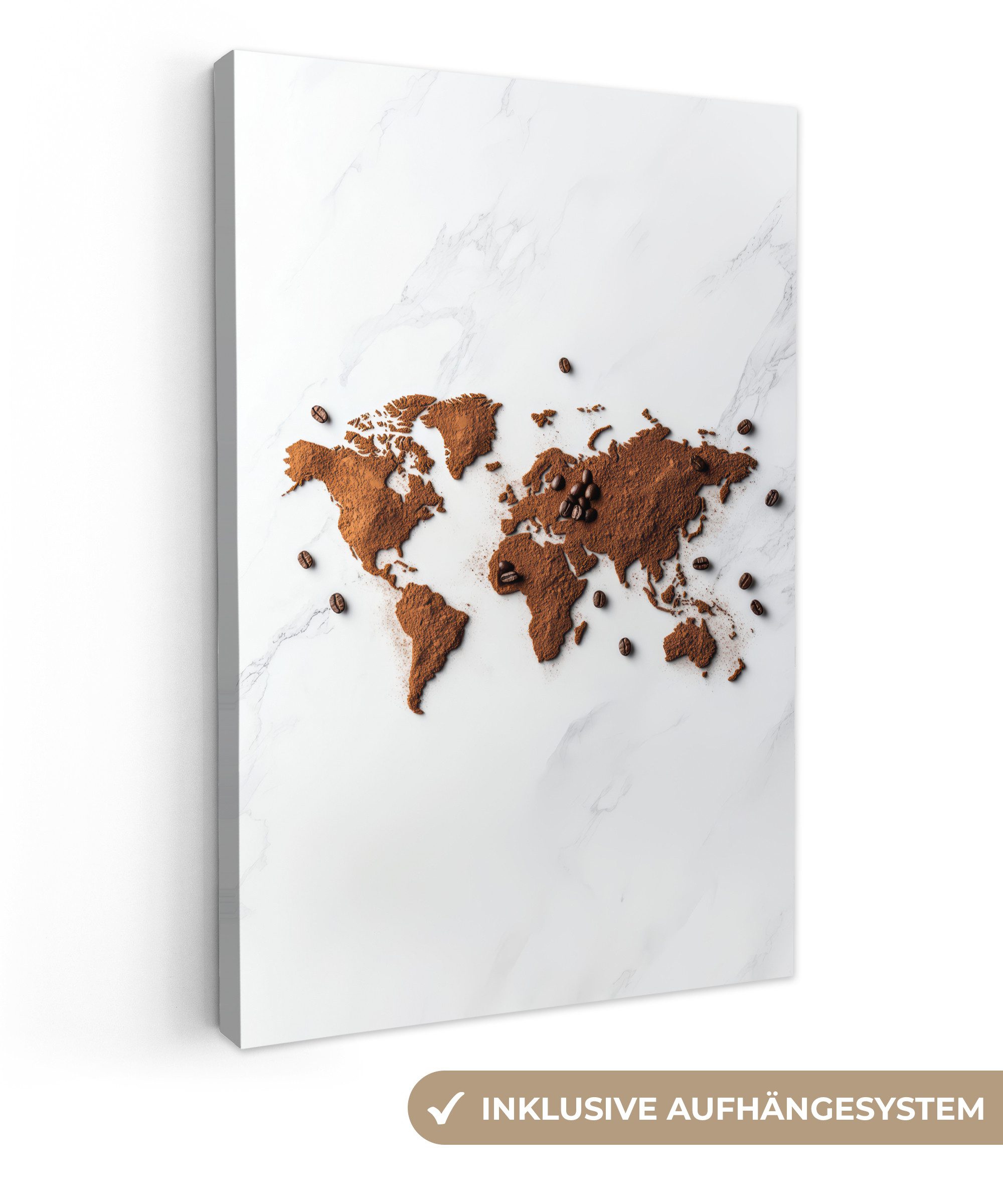 OneMillionCanvasses® Leinwandbild Weltkarte - Kaffee - günstig online kaufen
