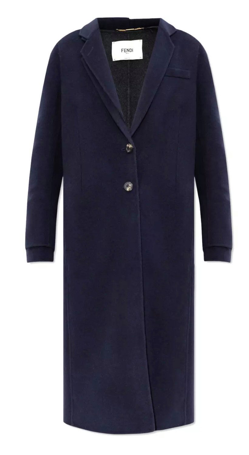 FENDI Langmantel Double Face Pure Cashmere Jacke Mantel Reverskragen/Ärmel mit doppeltem Rand, gefüttert, Reverskragen