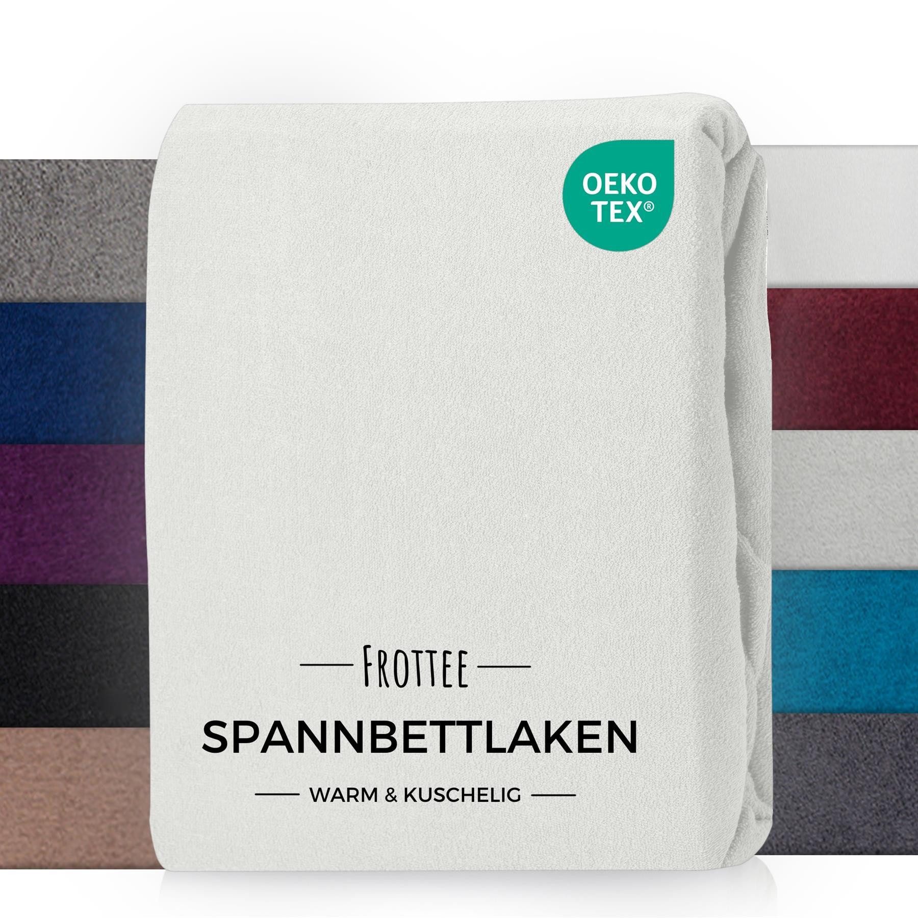 Carpe Sonno Spannbettlaken Frottee Winter Laken 90x200 100x200 140x200 160x200 180x200 200x200, Frottee, Gummizug: rundum, (1 Stück), Warmes Winter Spannbettlaken 160x200 Spannbetttuch Weiß