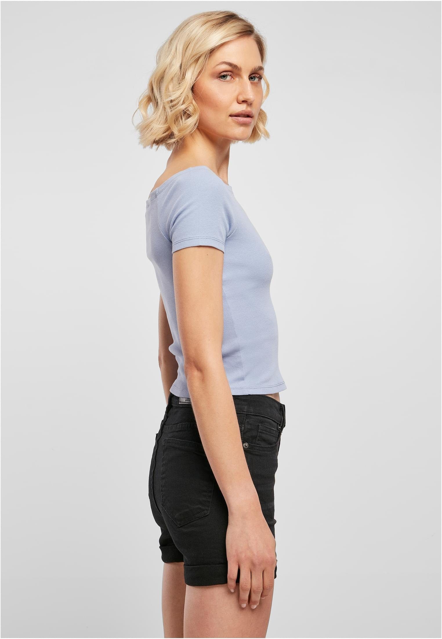 T-Shirt Off Rib Damen CLASSICS URBAN Tee Ladies Shoulder (1-tlg) violablue