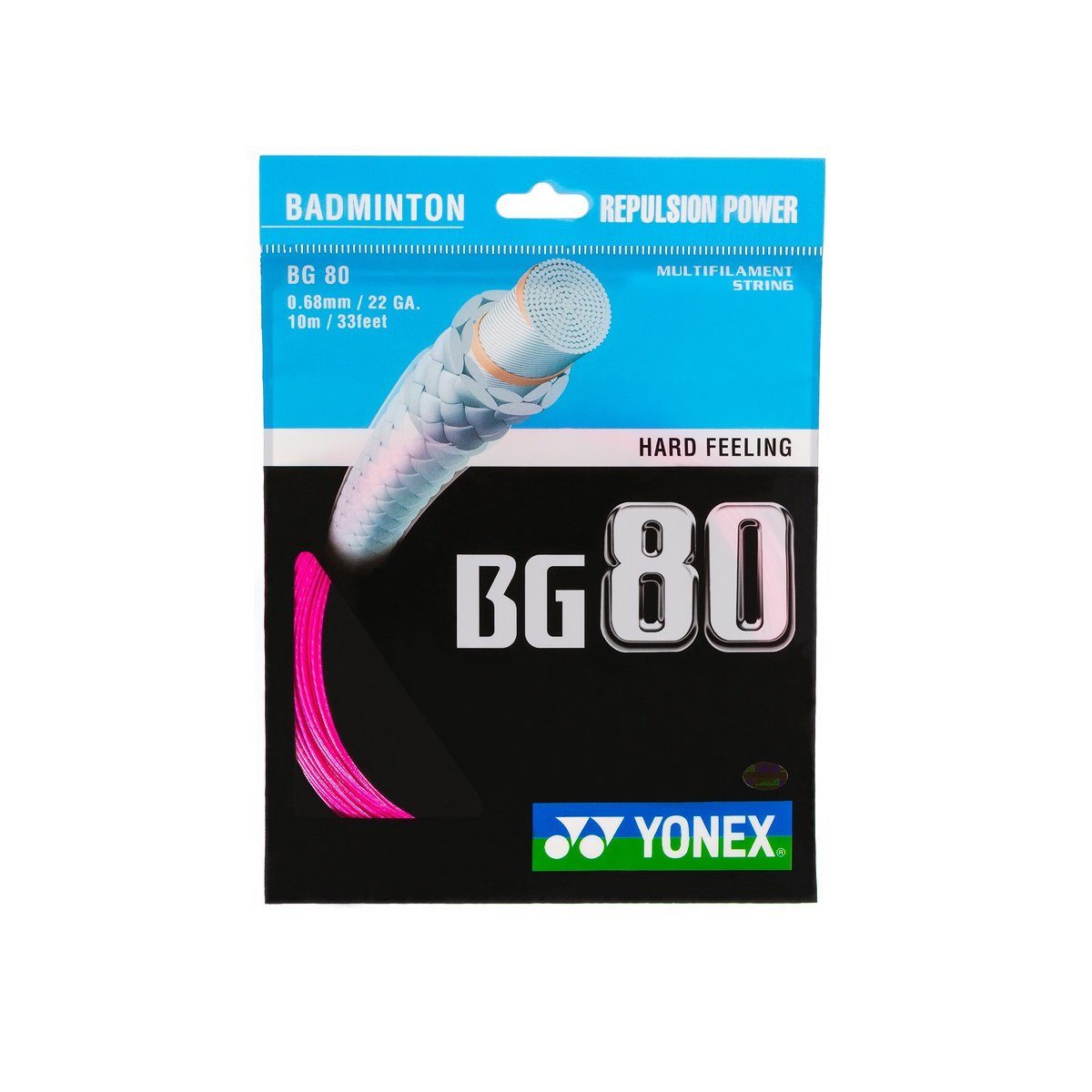 Yonex Badmintonsaite BG80 (Kontrolle+Touch) pink 10m Set, Saitendicke: 0.68