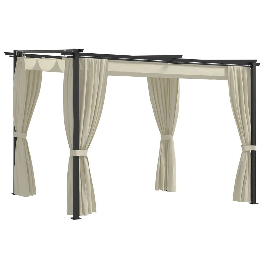 Pavillon Pavillon Gartenzelt mit Vorhängen 3 x 3 m Creme Stahl