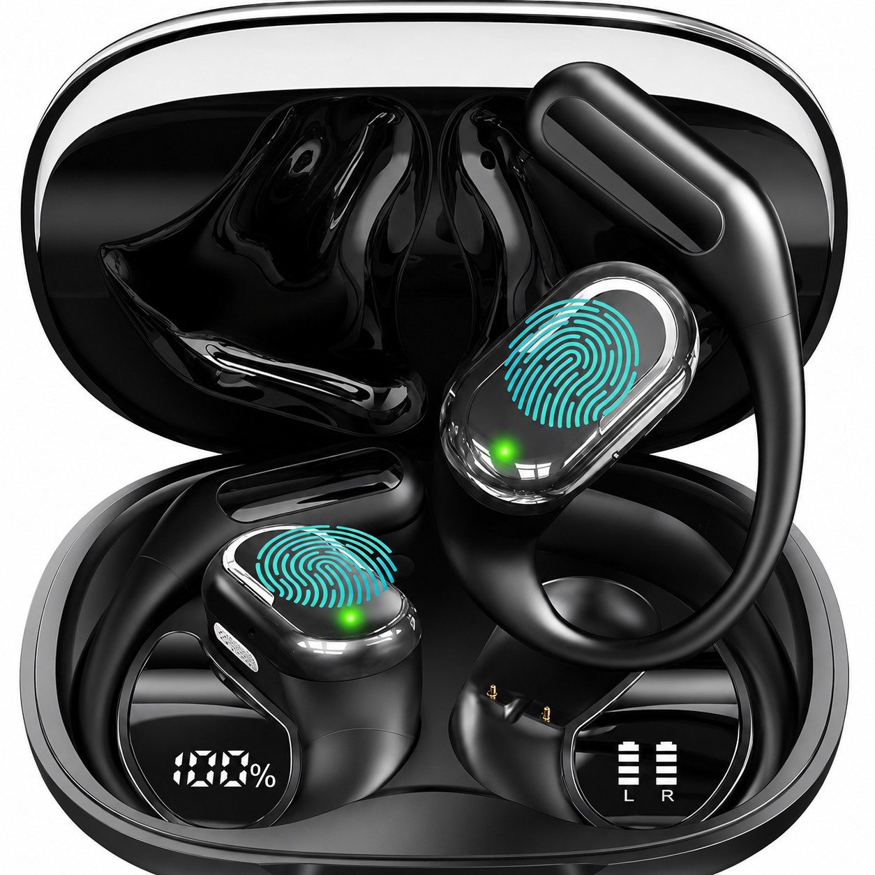 ibettertec Open Ear Bluetooth Kopfhörer, Kabellose Sport Kopfhörer mit Ohrbügel Bluetooth-Kopfhörer (Bluetooth 5.4, ENC Geräuschunterdrückung, 18 mm Treiber, IPX6 Wasserschutz, 45 Std. Akkulaufzeit, USB-C Ladecase)