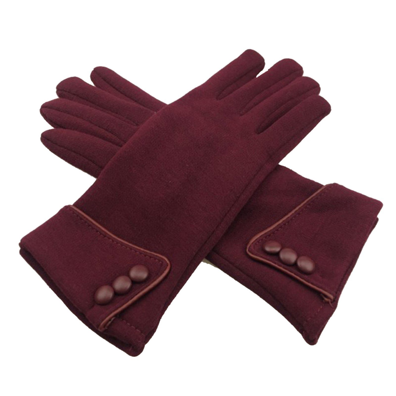 Für Damen-Winterhandschuhe, Winddicht, braun Vintage-Vollfingerhandschuhe, Fleecehandschuhe Fleecehandschuhe Blusmart