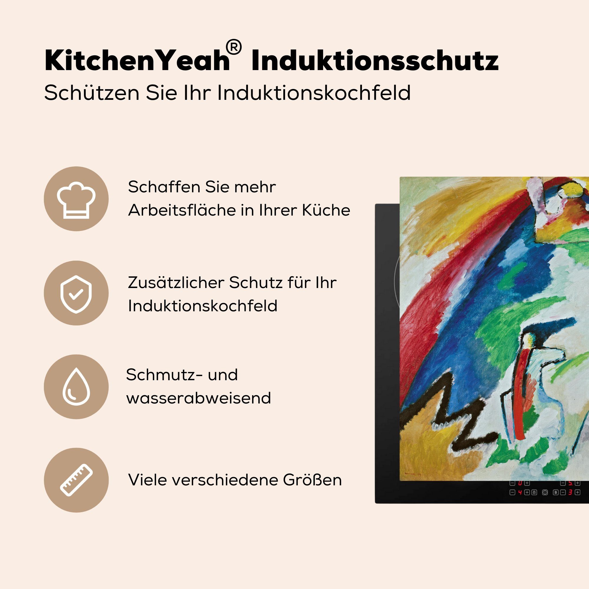 MuchoWow Herdblende-/Abdeckplatte küche Ceranfeldabdeckung, (1 tlg), - Berg Vinyl, cm, Kandinsky, 78x78 für Arbeitsplatte
