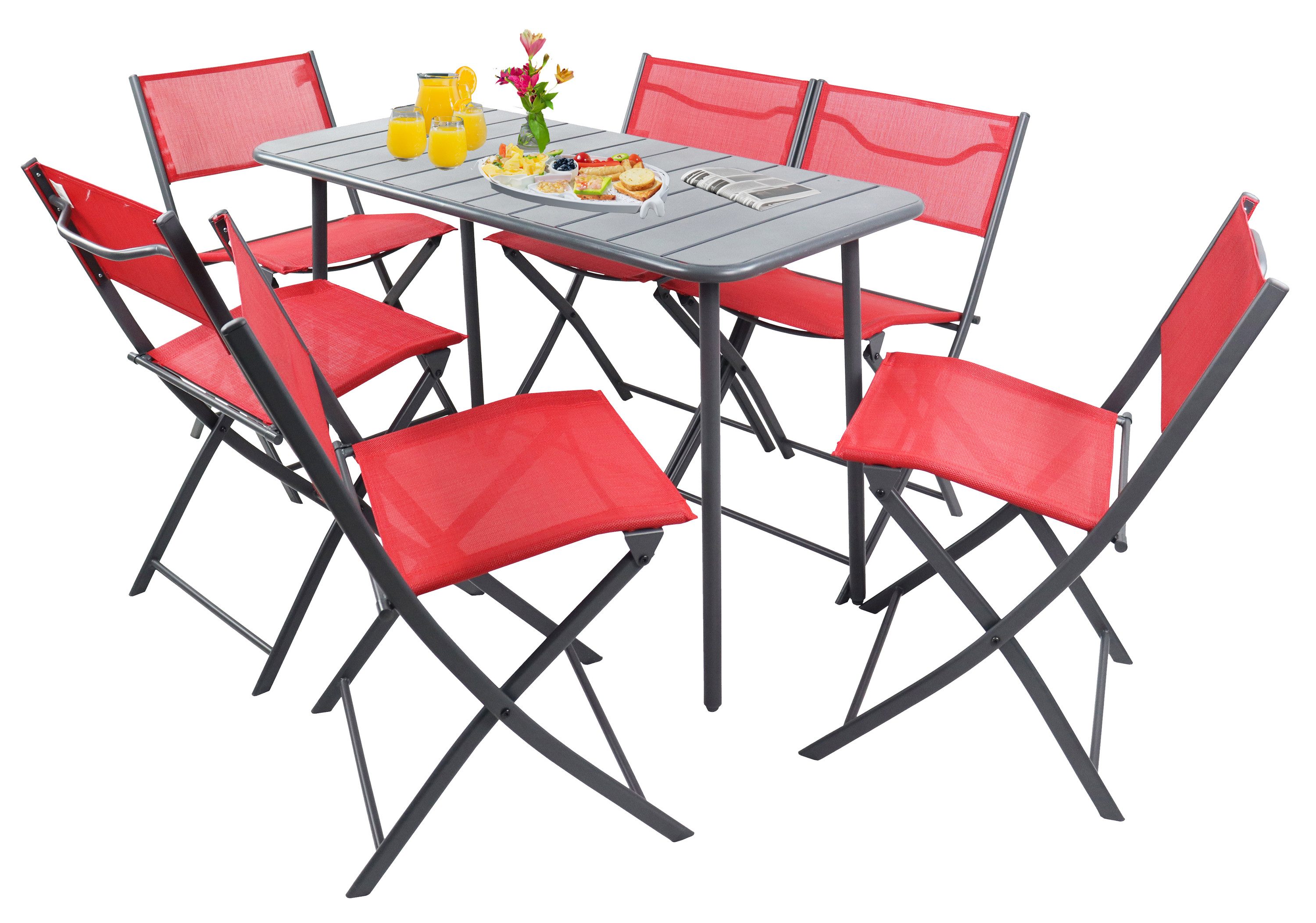 VCM Garten-Essgruppe 7 tlg. Bistroset Balkonset Gartenset Metall Sumila
