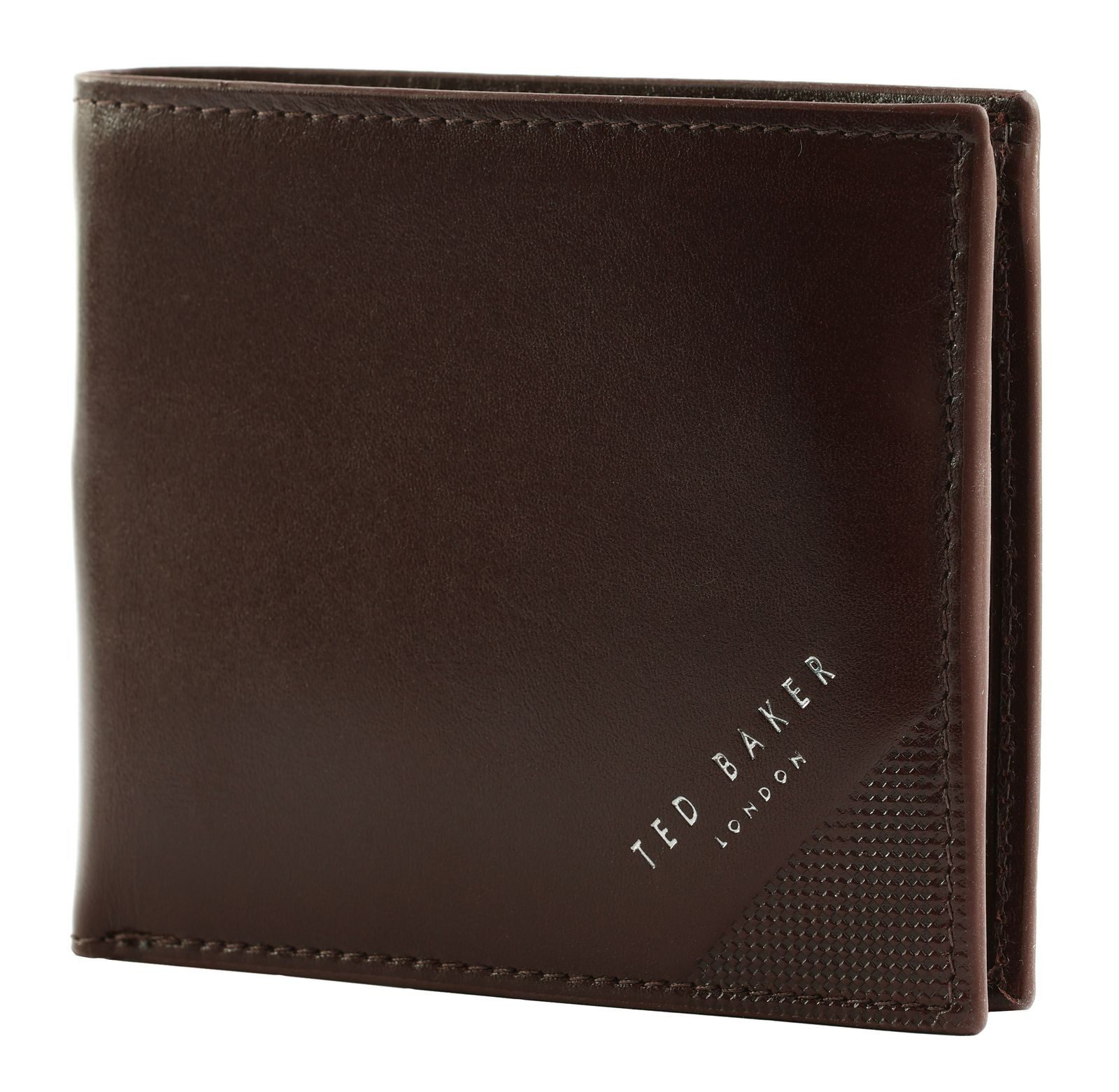 Ted Baker Geldbörse Embossed Corner Leather Bifold Coin Wallet, aus echtem Leder mit RFID-Blocker Schutz