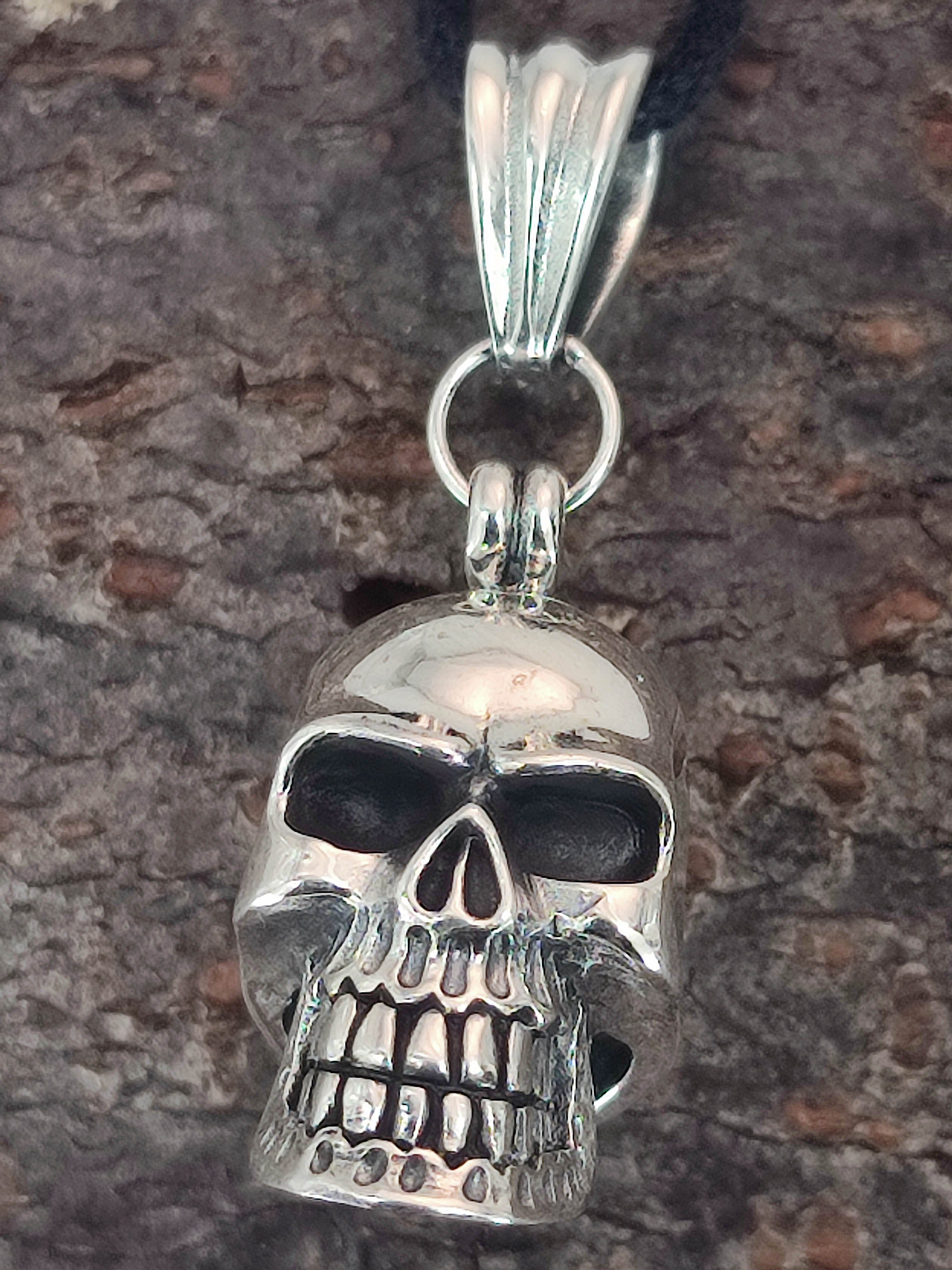 3D 925 Kiss Totenkopf Kettenanhänger of Skull Silber Schädel Sterling Leather Anhänger