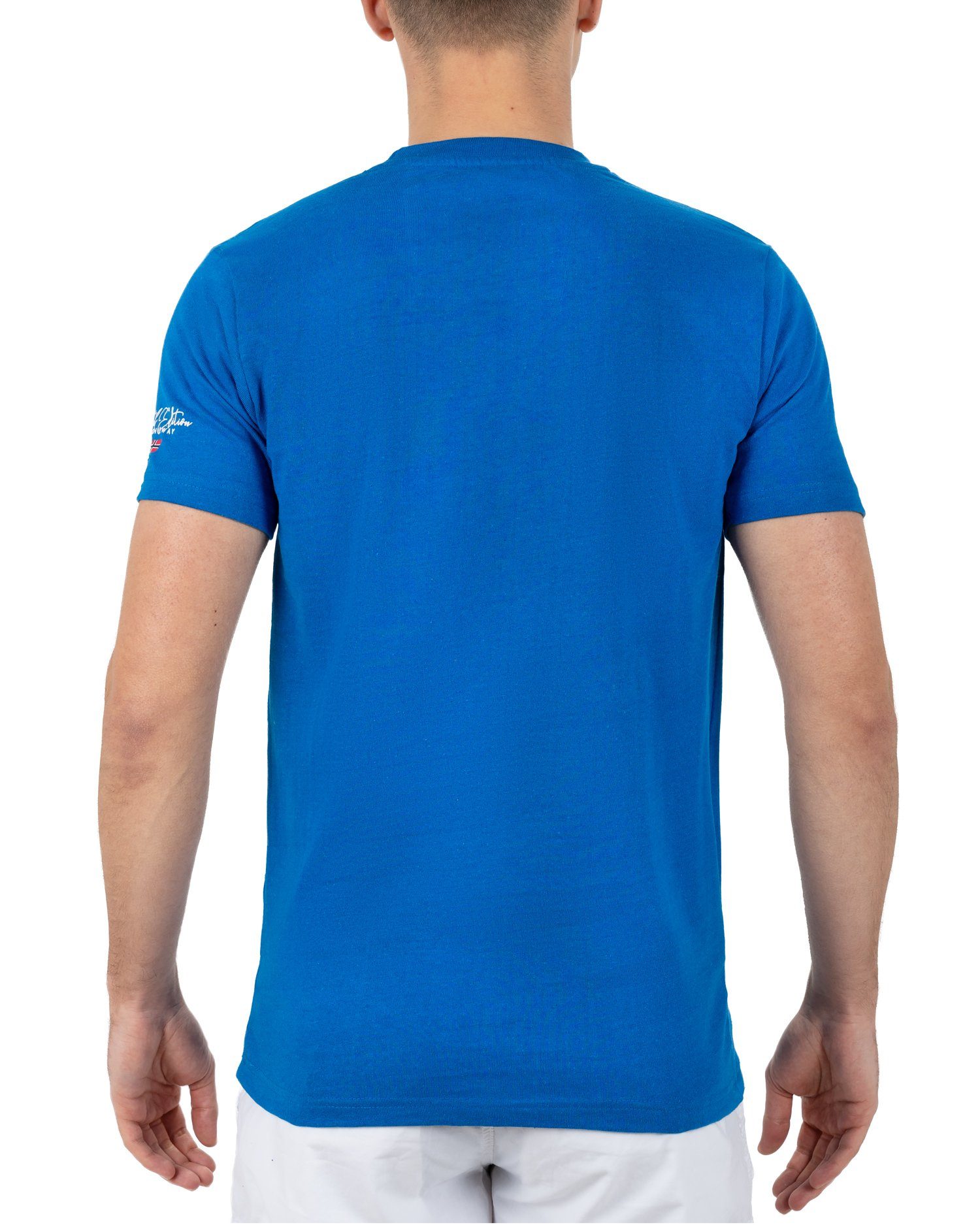 Geo Norway T-Shirt Herren Regular Fit Kurzarmshirt bajiami men Royal Blue XL mit auffälligen Prints