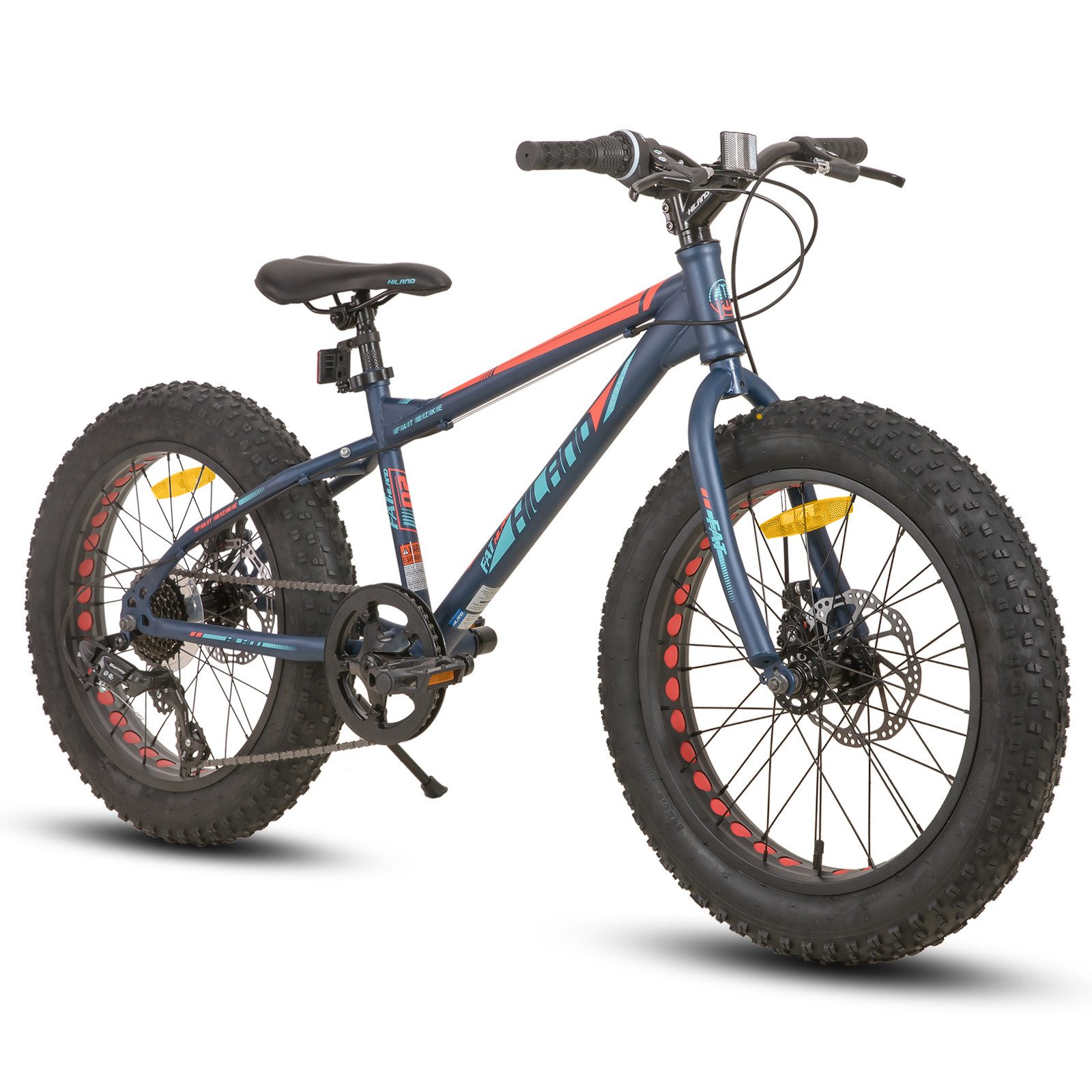 HILAND Fatbike 20 24 26 Zoll Kinder Fat Tire Fahrrad für Jungen Mädchen, Kinderfahrrad 7-Gang, Doppel scheibenbremse Kinder Mountainbike