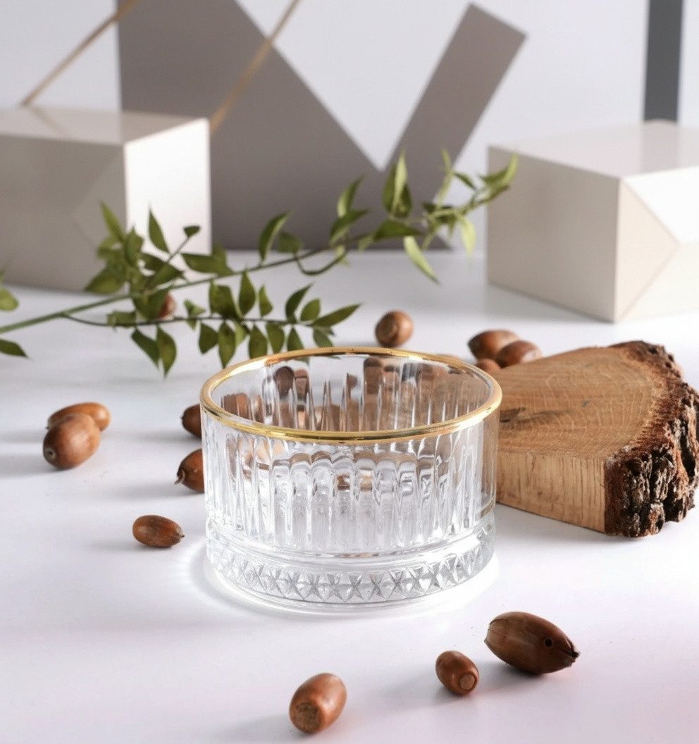 Pasabahce Snackschale Elysia-Gold, Glas, (Packung, 4-tlg), Elysia Golden touch Glasschalen 4-er Set Cups