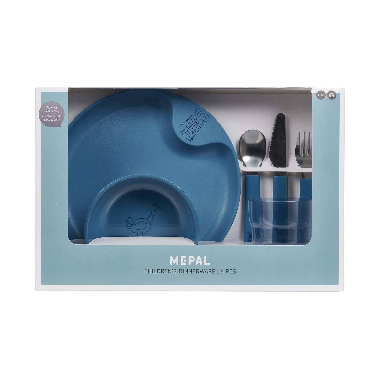 Mepal Kindergeschirr-Set Mio Kindergeschirr 6er Blue Deep (6-tlg), Material-Mix Set
