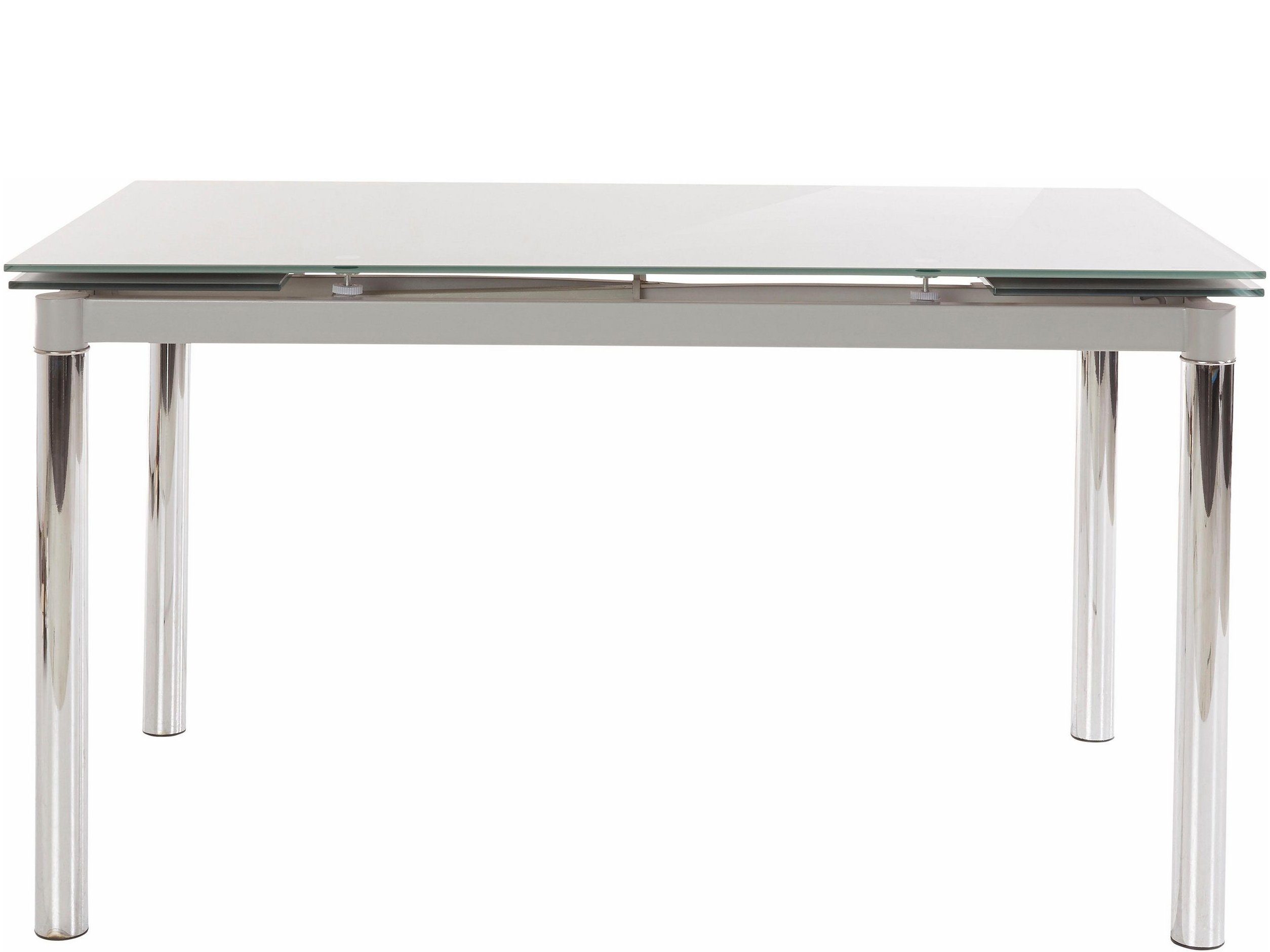 Chrom aus 200 verlängerbar Tischplatte Esstisch loft24 Glas, Optik, cm grau Pippa, bis