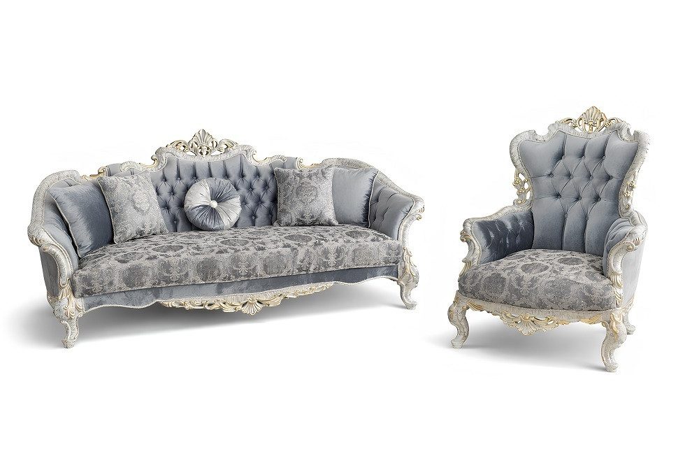 Xlmoebel Polstergarnitur Chesterfield Barock Sofa Set 3+1 Sitzer – Elegante Wohnzimmer Möbel, (2-tlg), Hergestellt in Europa