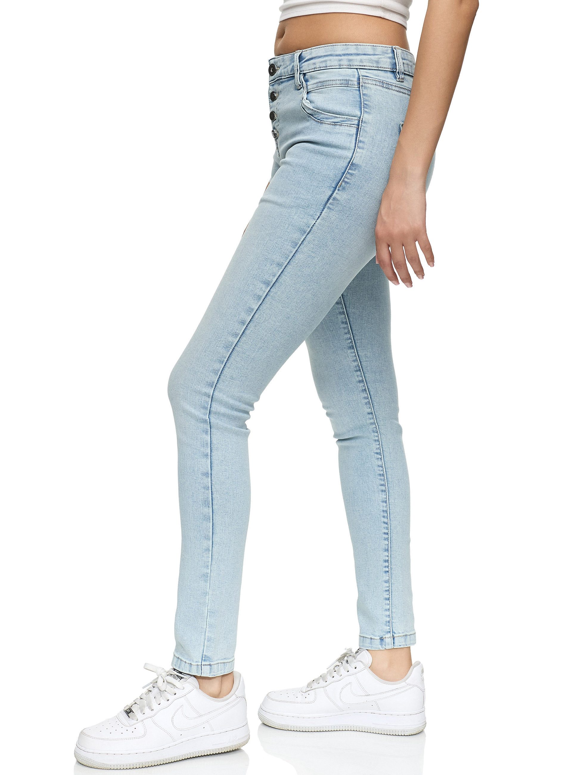 REPUBLIX Stretch-Jeans ISLA Damen Knopf Mid Waist Stretch Denim Jeans – Bild 4 von 5