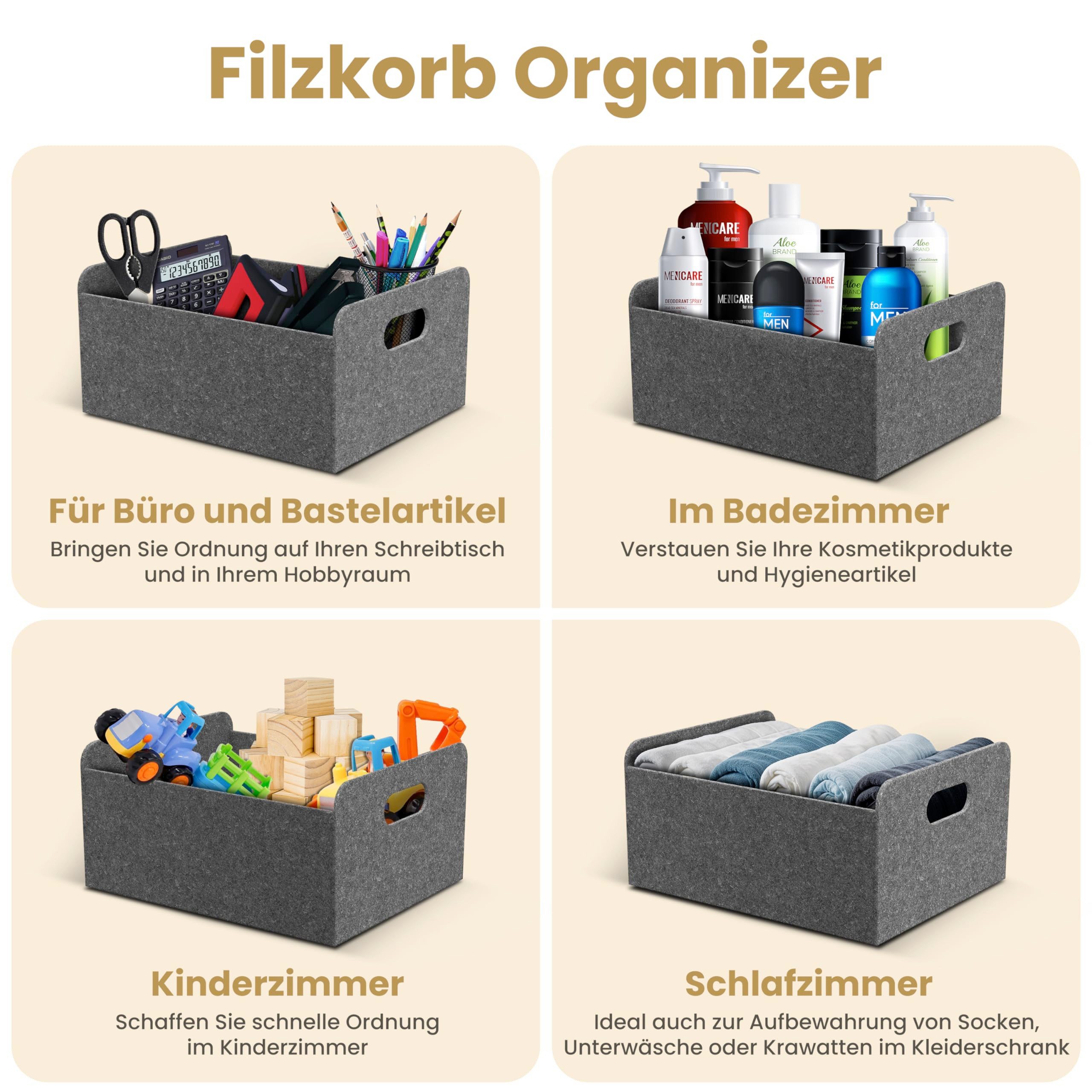 Bada Bing Aufbewahrungskorb Filzkorb grau mit Tännfach faltbarer Organizer günstig online kaufen