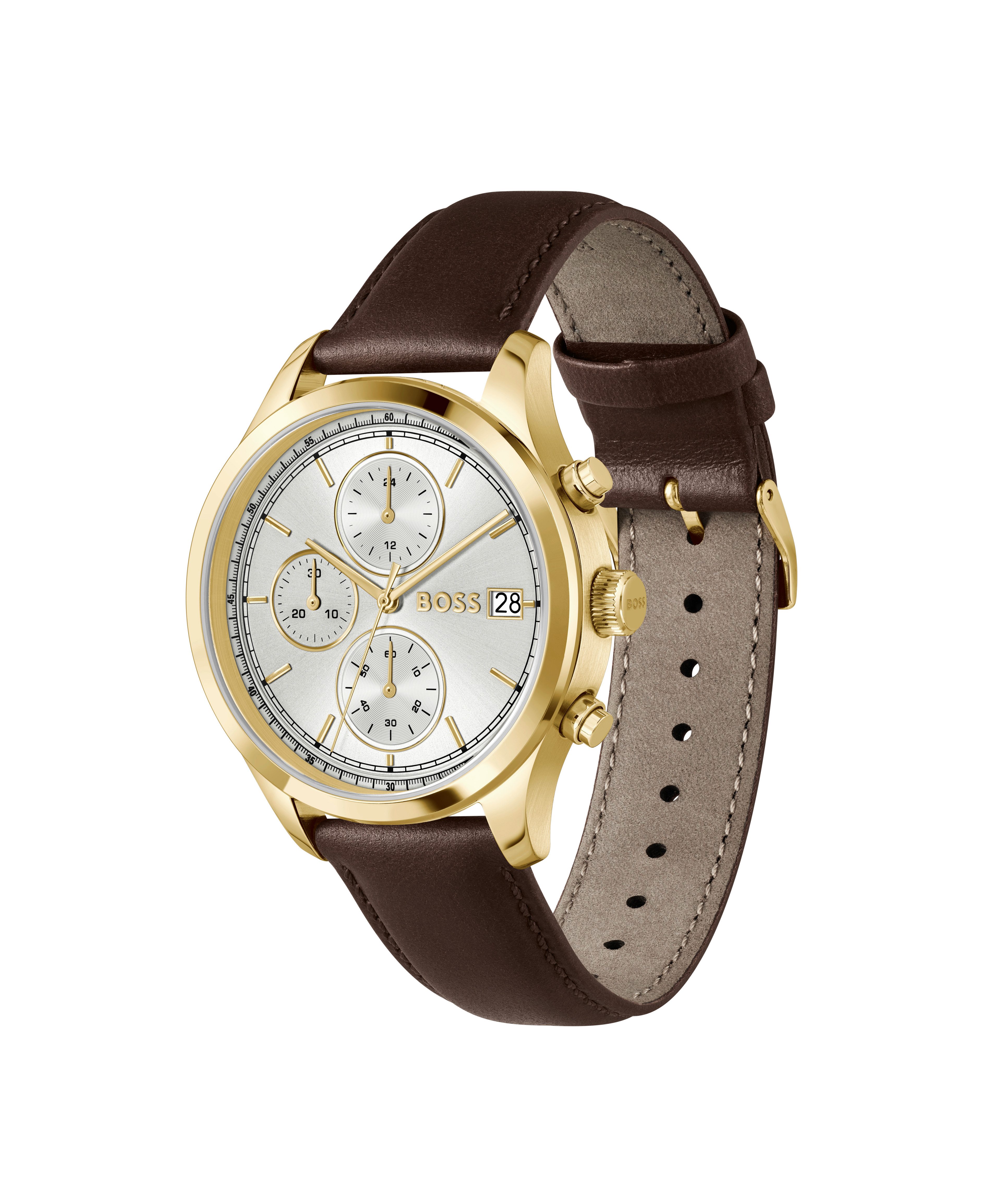 BOSS Chronograph STRATUS 1514327, Quarzuhr, Armbanduhr, Herrenuhr, Lederarm günstig online kaufen