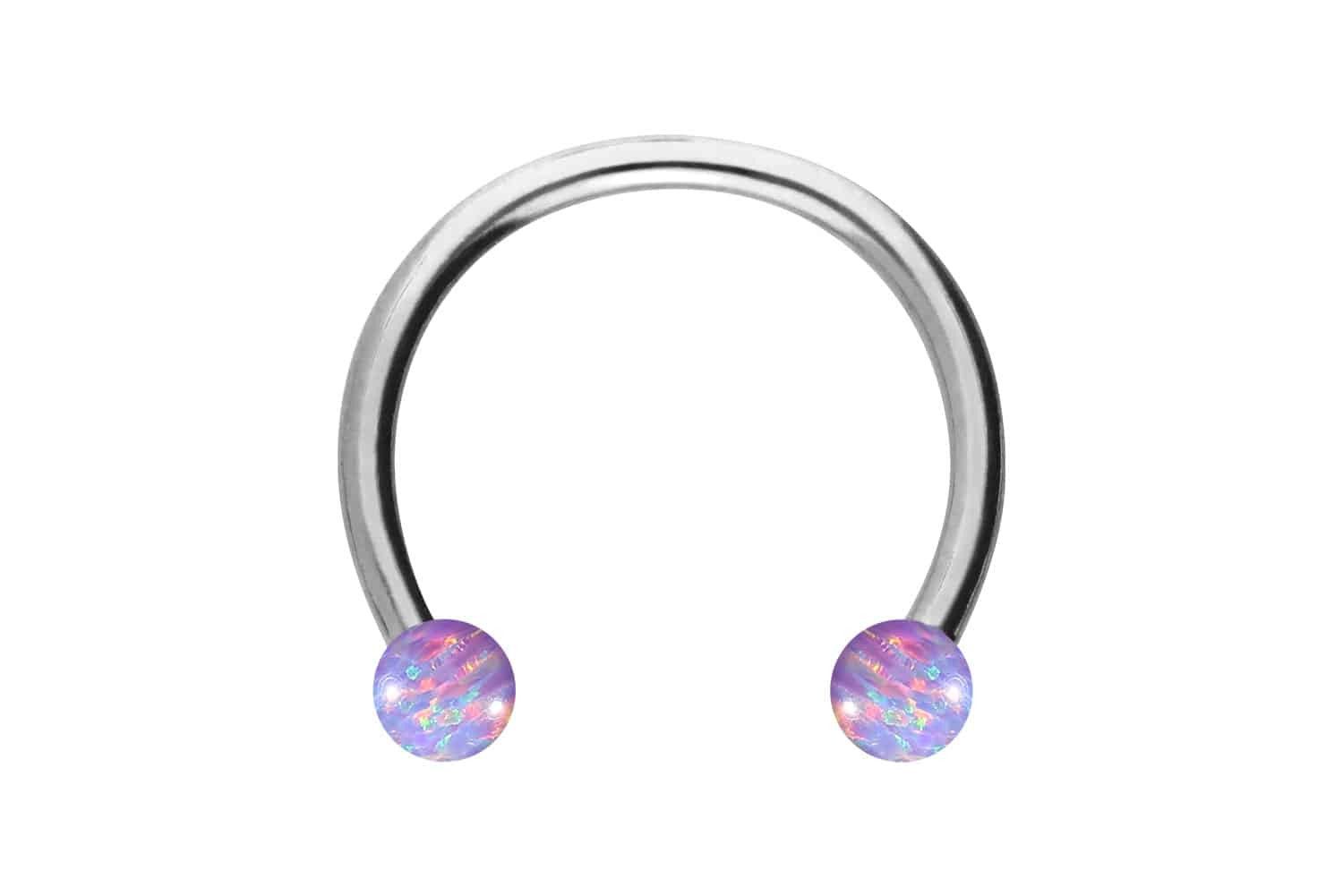 PIERCINGLINE Nasenpiercing Chirurgenstahl Hufeisenring SYNTHETISCHE OPALE (Hufeisen-Ringe, 1-tlg)