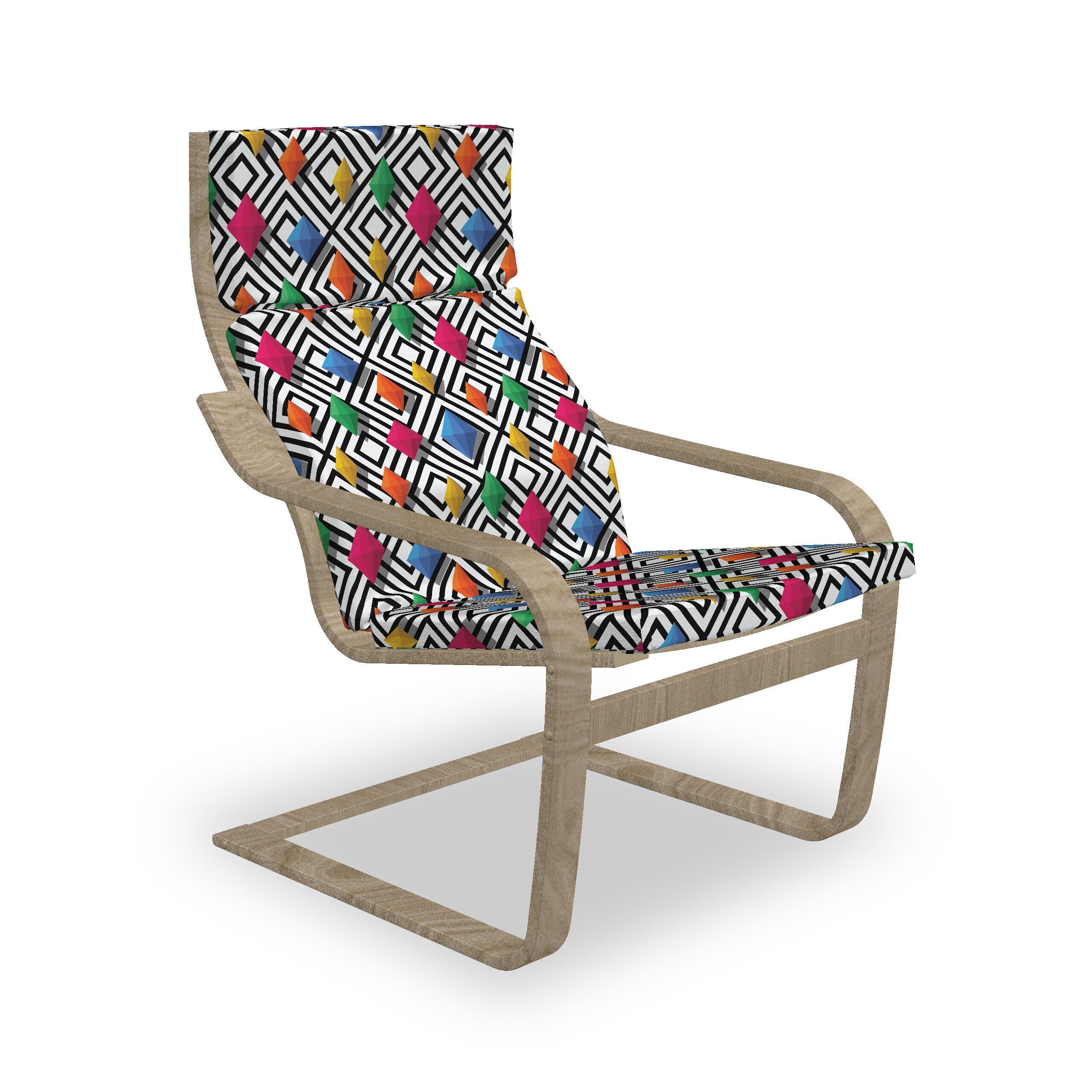 Abakuhaus Stuhlkissen Sitzkissen mit Stuhlkissen mit Hakenschlaufe und Reißverschluss, Geometrisch Bunte 3D-Formen | Stuhlkissen