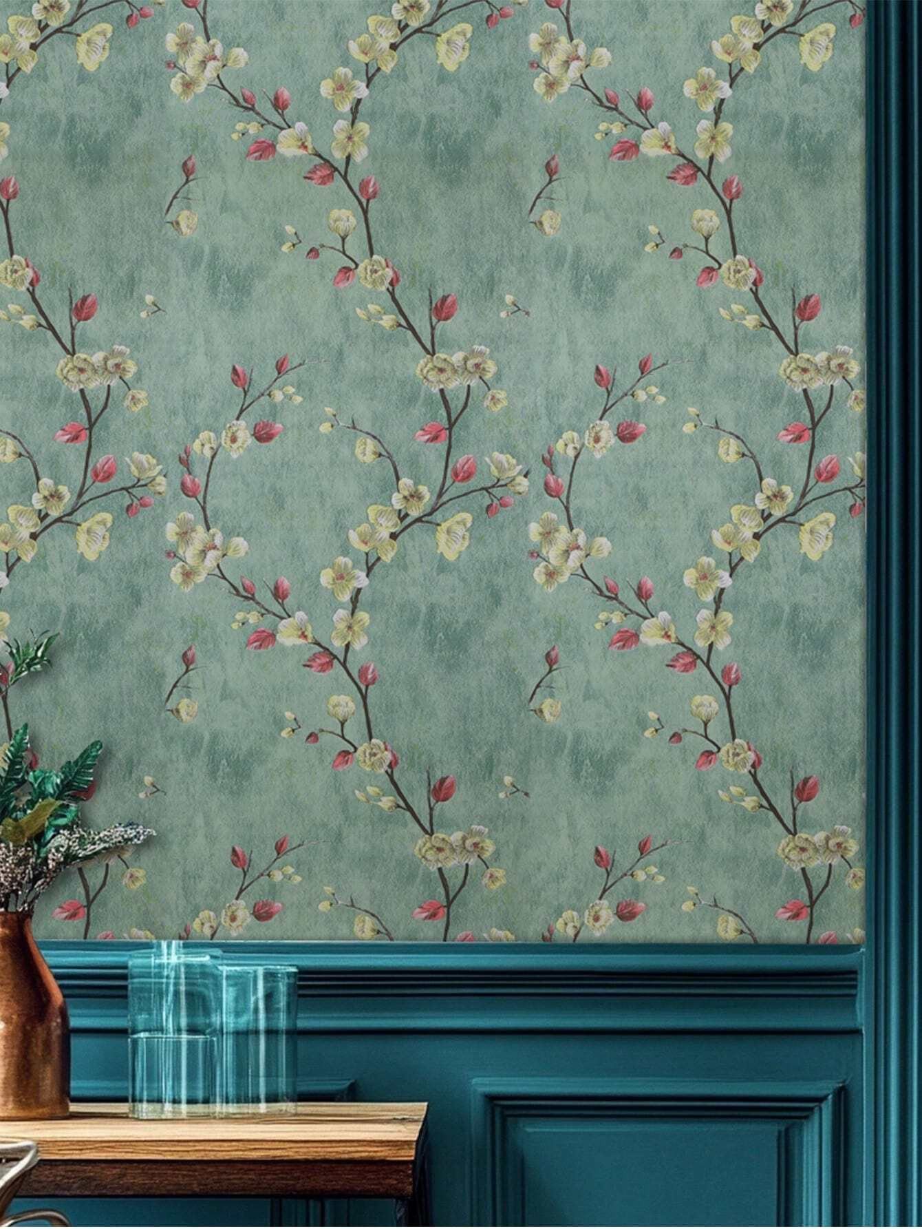 HomeBella Mustertapete Selbstklebende Tapete Blumenmuster – Abziehbar & Abwaschba, Wanddeko für Wohnzimmer, Schlafzimmer & Küche