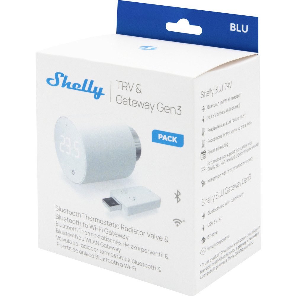 Shelly Shelly Shelly BLU TRV Heizkörperthermostat Einzelpackung Gateway, Hei Smart-Home-Zubehör