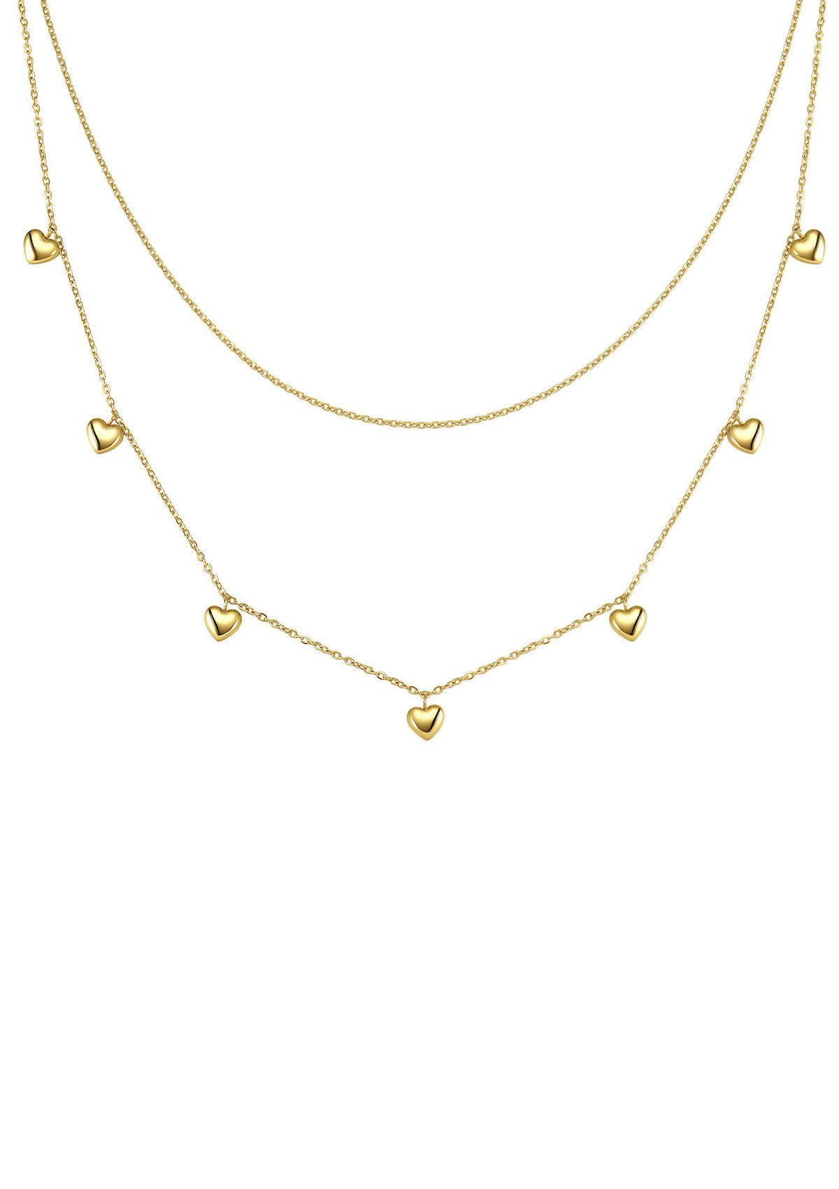 Collier Layer Herzkette mit Charms, mehrreihig