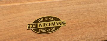 Kai Wiechmann Gartenliege Premium Teak Sonnenliege extra hoch als stilvolle Relaxliege, verstellbare Teak-Liege mit Rädern und Tablett