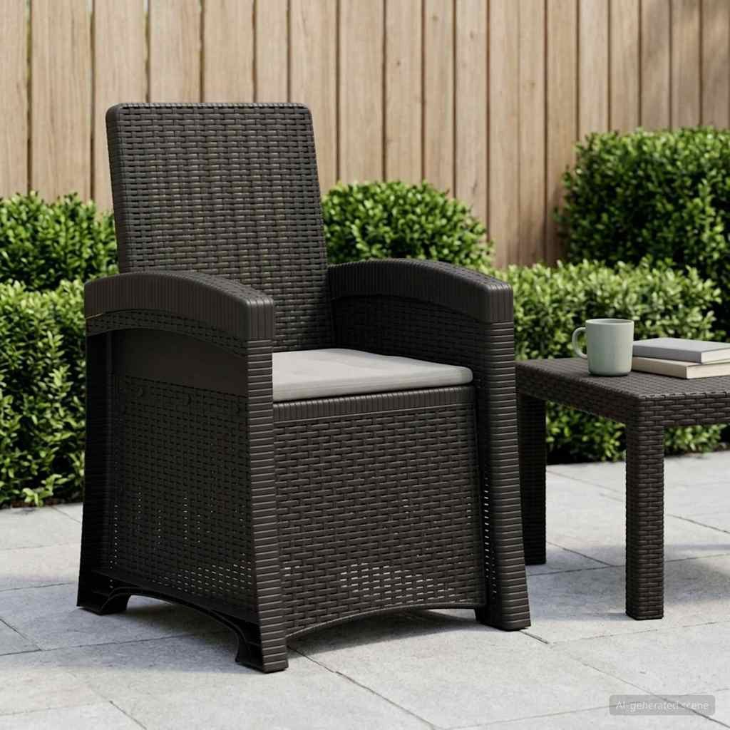 vidaXL Gartenstuhl Liegesessel Garten Rattan-Optik Anthrazit und Hellgrau PP (1 St)