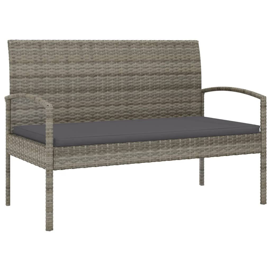 furnicato Gartenbank Grau mit Kissen 105 x 58 x 74 cm, Witterungsbeständige Sitzbank mit Stahlrahmen und weichem Sitzkissen