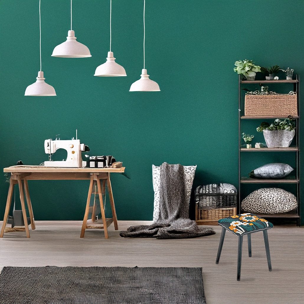 Kobolo 4-Fußstuhl Sitzhocker Hocker IMBALI mit floralem Muster (1 Stück) günstig online kaufen