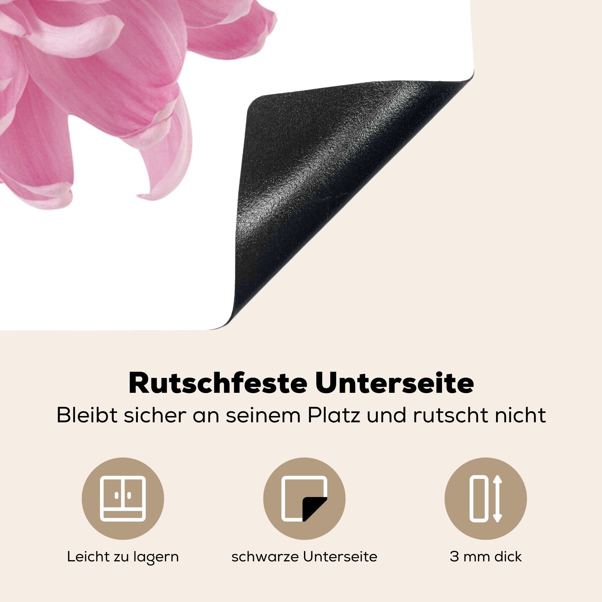 78x78 Rosa Vinyl, Ceranfeldabdeckung, Chrysantheme, Herdblende-/Abdeckplatte Arbeitsplatte tlg), cm, für küche (1 MuchoWow