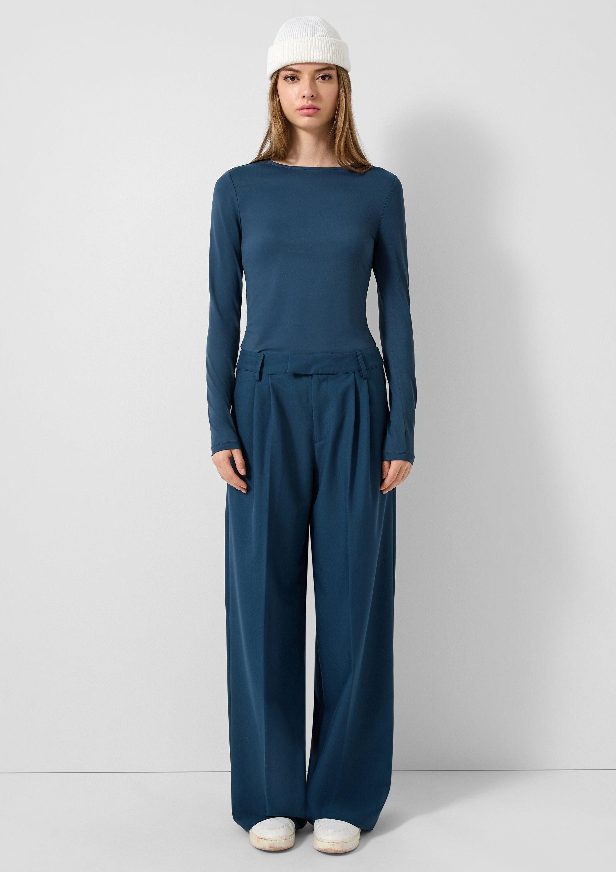 QS Chinos Hose Wide Leg Hose mit Bundfalten günstig online kaufen