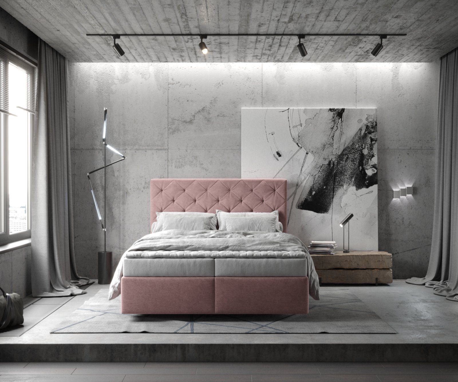 DELIFE Boxspringbett Dream-Great, Mikrofaser Rosé 140x200 günstig online kaufen