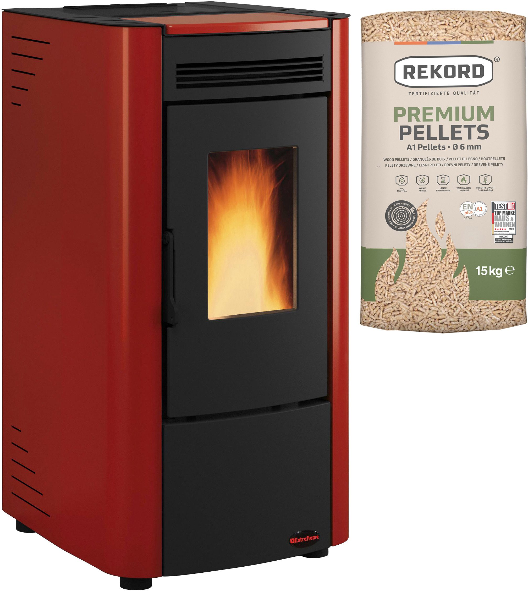Extraflame Pelletofen Ketty, 6,5 kW, Zeitbrand, 290 W, 230 V