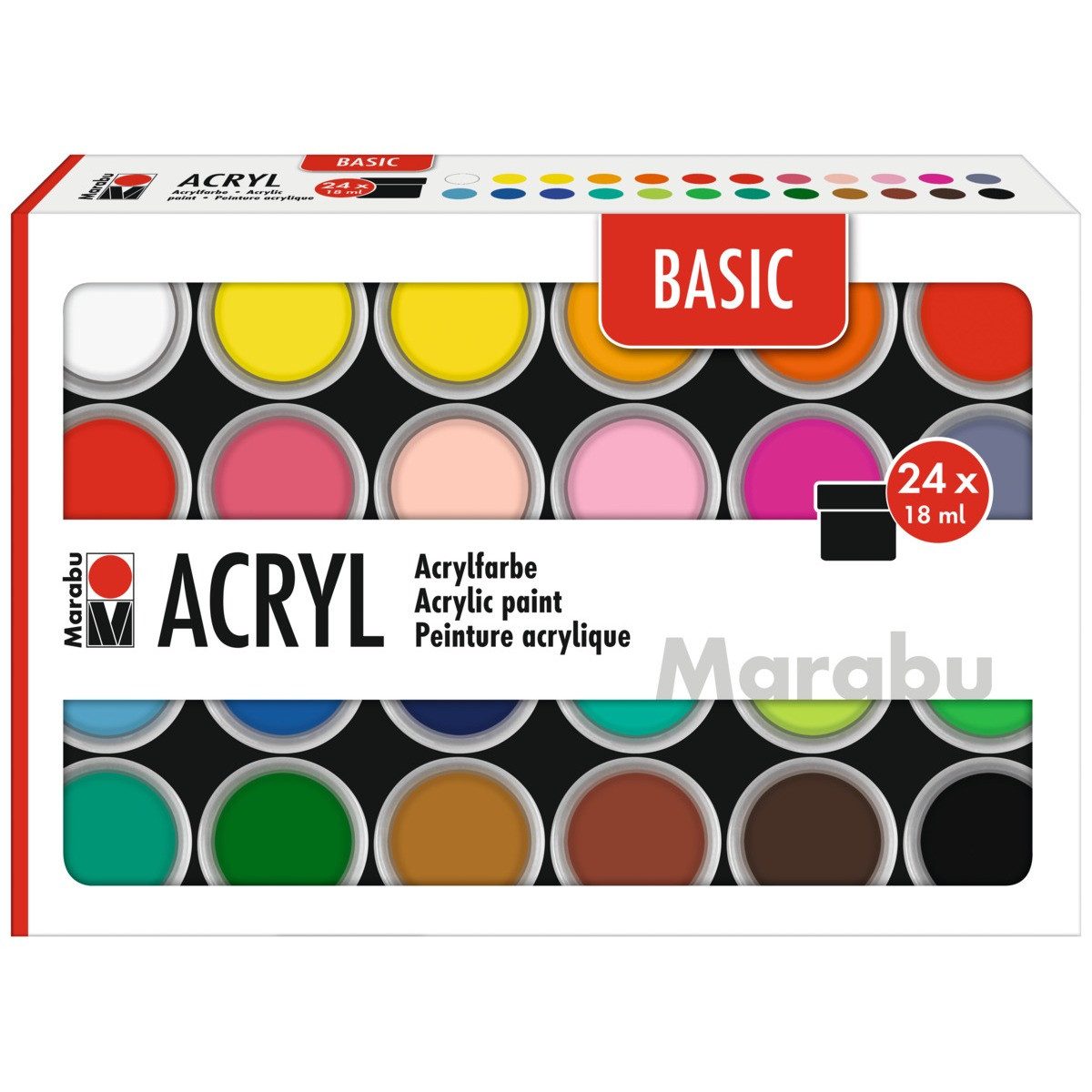 Marabu Acrylfarbe Marabu Acrylfarben Set Basic 24x 18ml