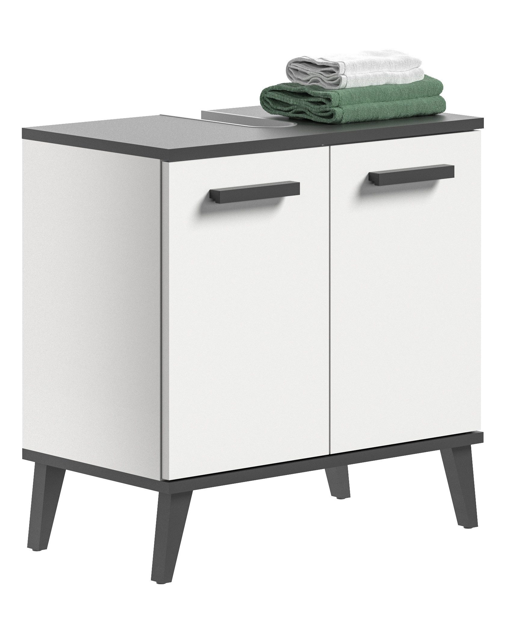 xonox.home Waschbeckenunterschrank in Weiß / Anthrazit günstig online kaufen