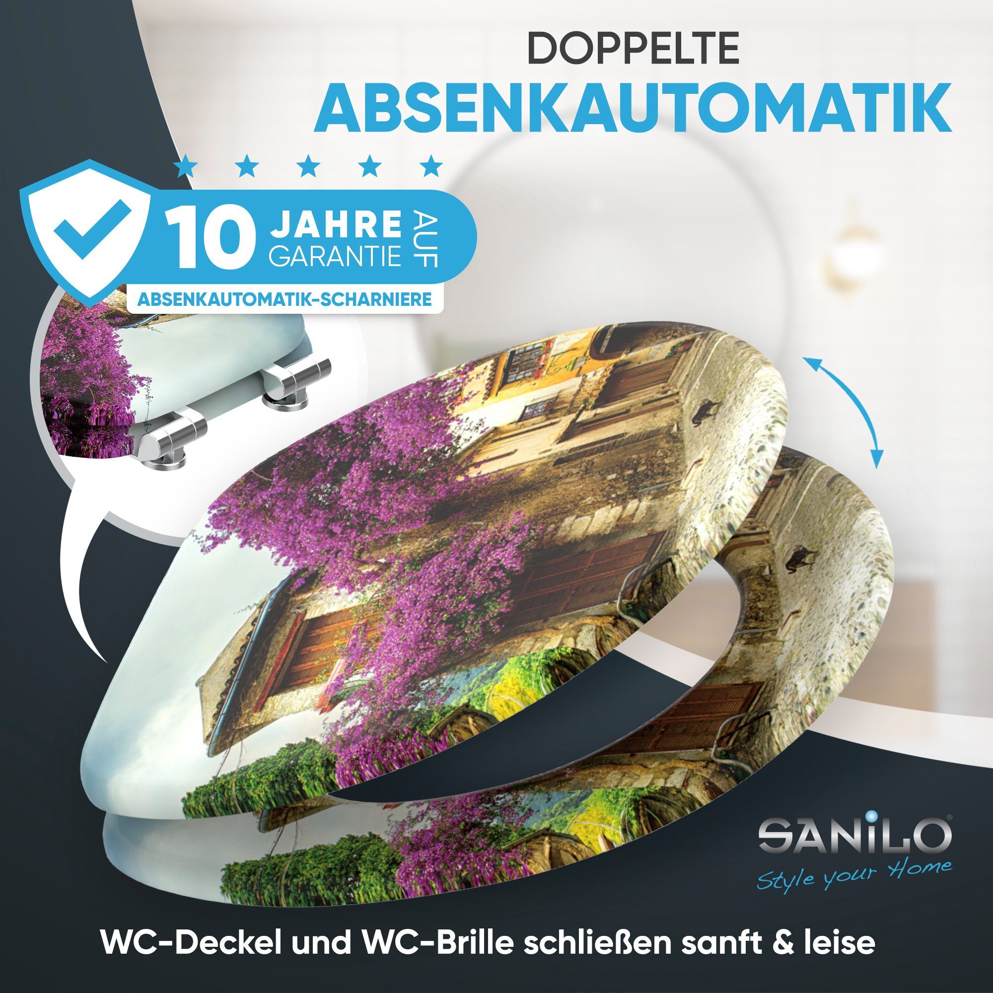 Sanilo WC-Sitz Toskana mit Absenkautomatik, Toilettendeckel direkt vom Hersteller, hochwertig & moderner Klodeckel mit Motiv, universell, leichte Montage – Bild 3 von 5
