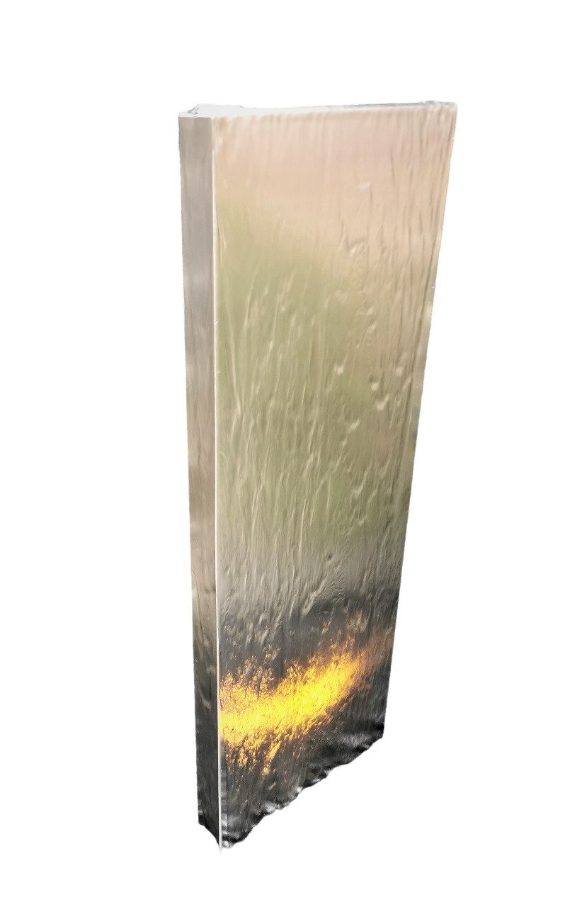 Jürgen Bocker - Gartenambiente Gartenbrunnen Edelstahl Wasserwand poliert Husum mit LED-Strahler