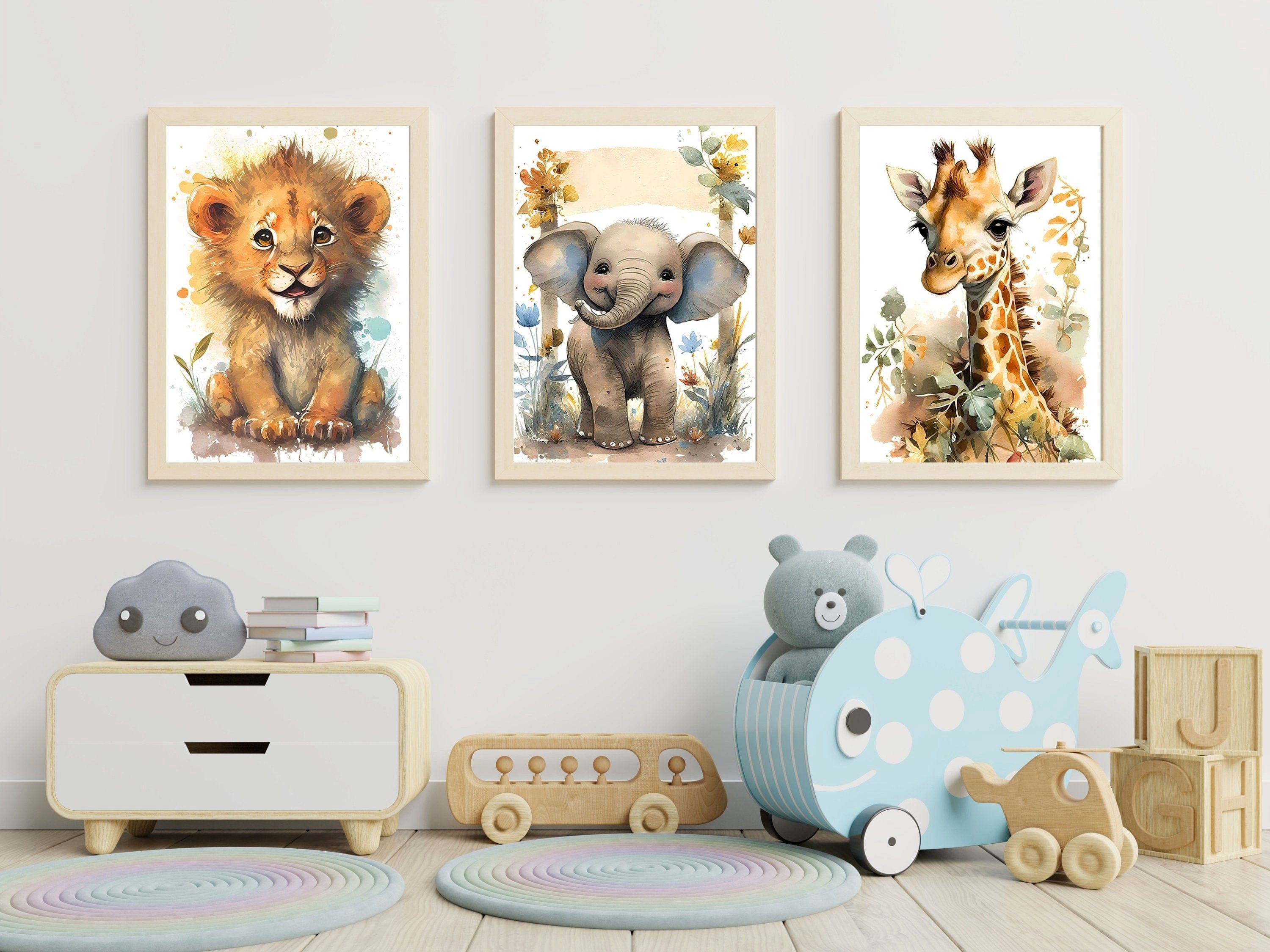 JUSTGOODMOOD Poster Kinderzimmer Tiere Wald Dschungel Aquarell Löwe Elefant Kinderzimmer B, Löwe (1 St) – Bild 3 von 5