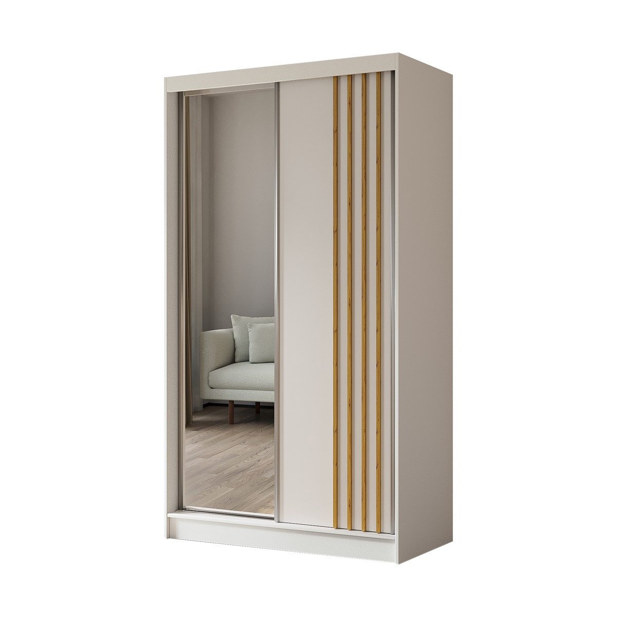 Compleo Schwebetürenschrank mit Lamellen MALTA, Garderobenschrank, günstig online kaufen