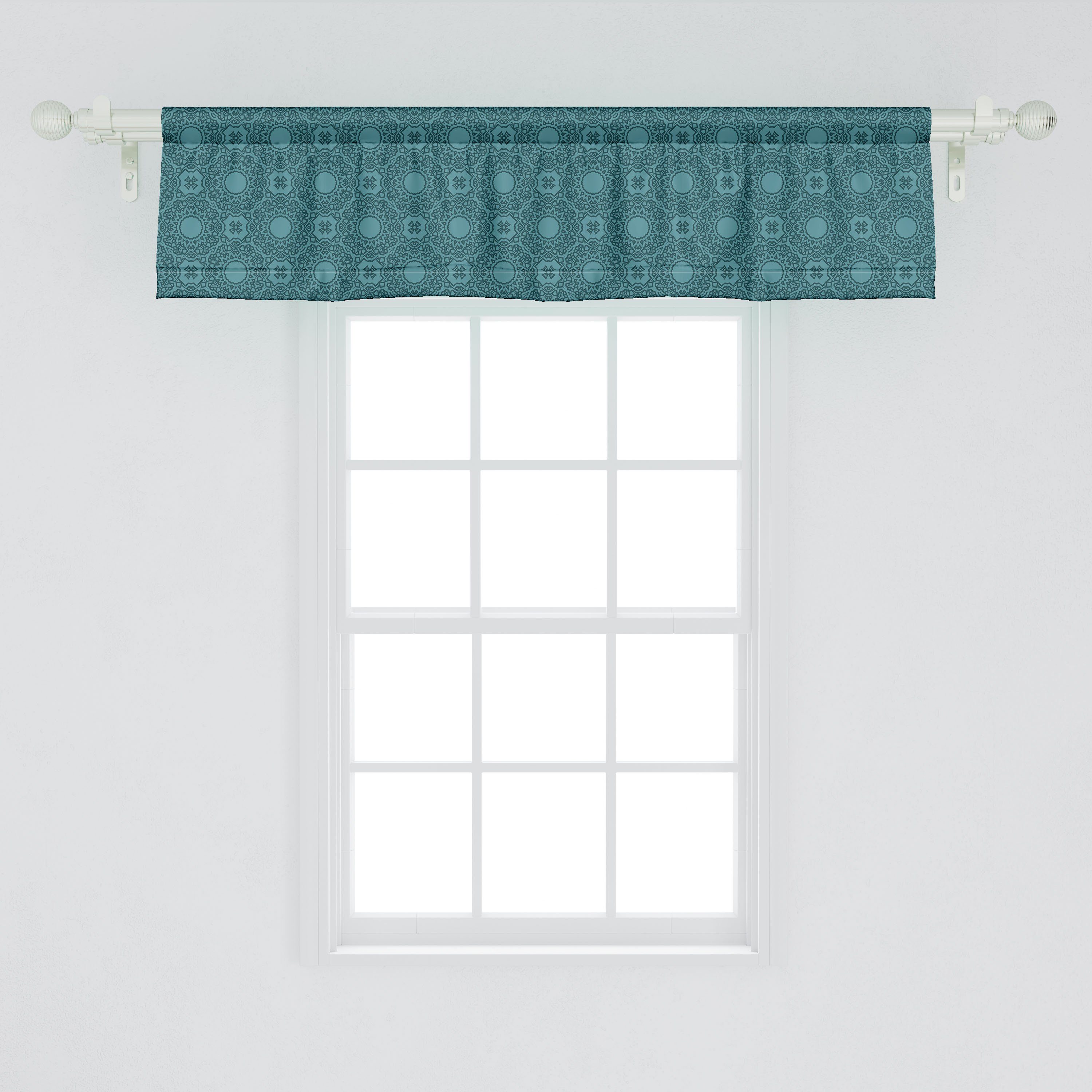 Scheibengardine Vorhang Volant Abakuhaus, mit Dekor Microfaser, Küche Schlafzimmer Stangentasche, orientalisch für Gitter Details