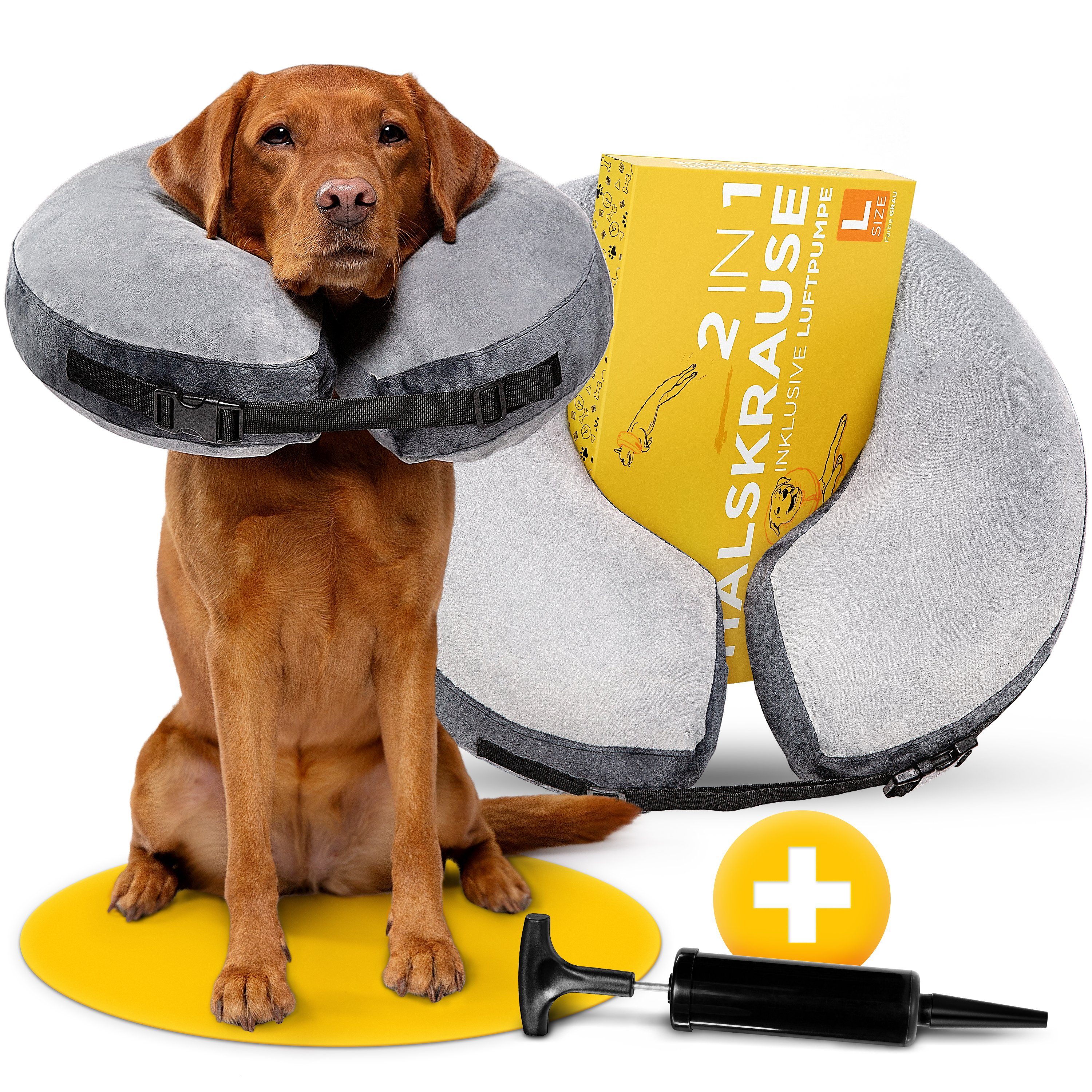 Schutzkragen Tierhood® aufblasbare Halskrause für Hunde & Katzen - Leckschutz Hund