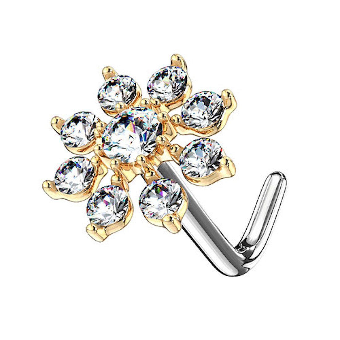 TAFFSTYLE Nasenpiercing Nasenpiercing Stecker filigraner Kristall Blume Stab Barbell Nase Nasenpiercing Nasenstecker Tragus Helix Ohr Strass mehr