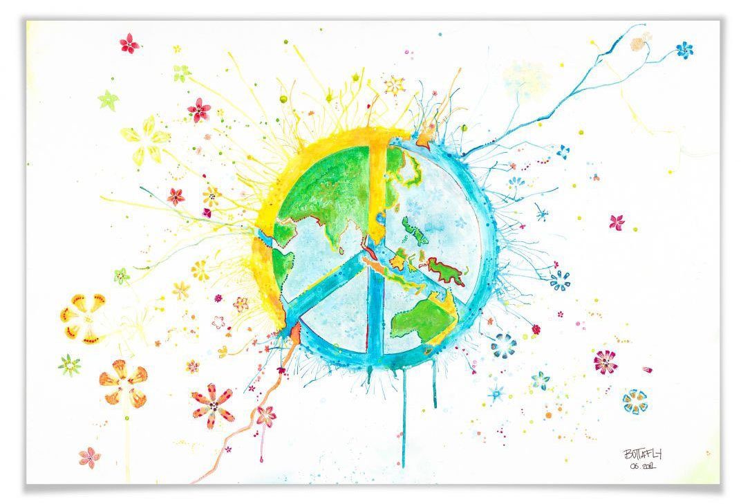 Wandposter Poster St), Poster, Peace-Zeichen Peace, Wall-Art (1 Bild, Wandbild,