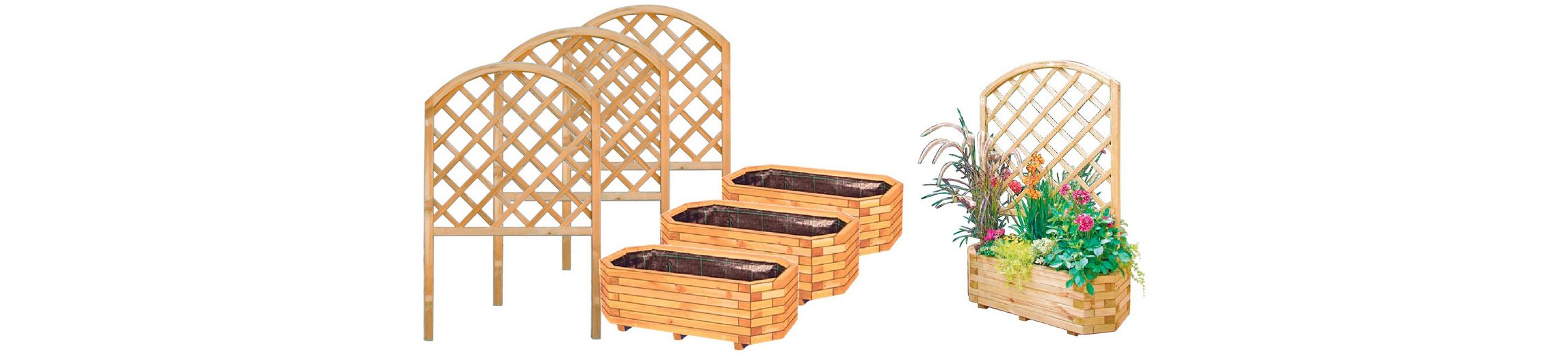 Tetzner & Jentzsch Pflanzkübel »Detroid 2«, 3er Set mit Rankgitter 140