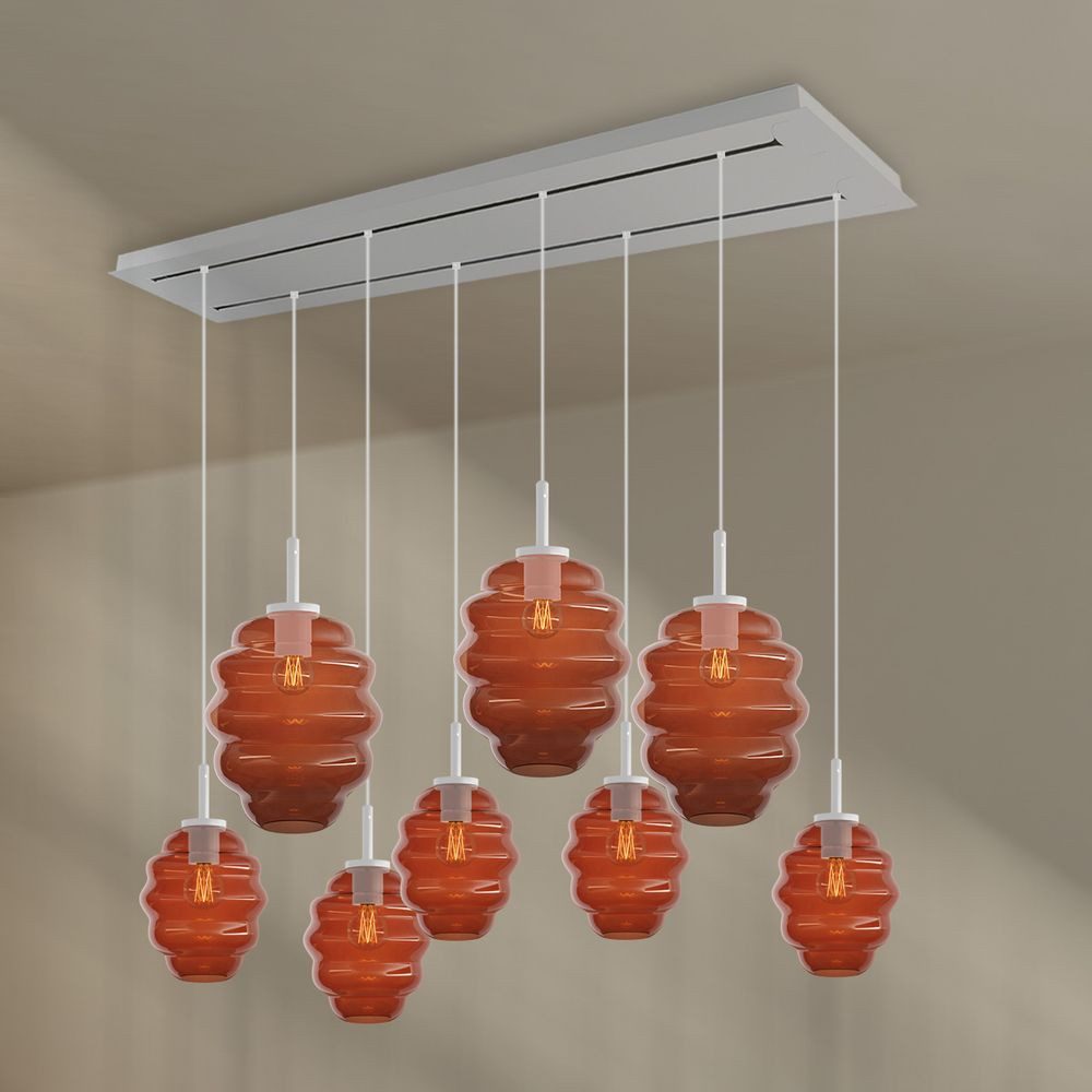 s.luce Pendelleuchte Echos Esstischlampe 8-flg Baldachin 2-rhg Ø 18/25cm Braun