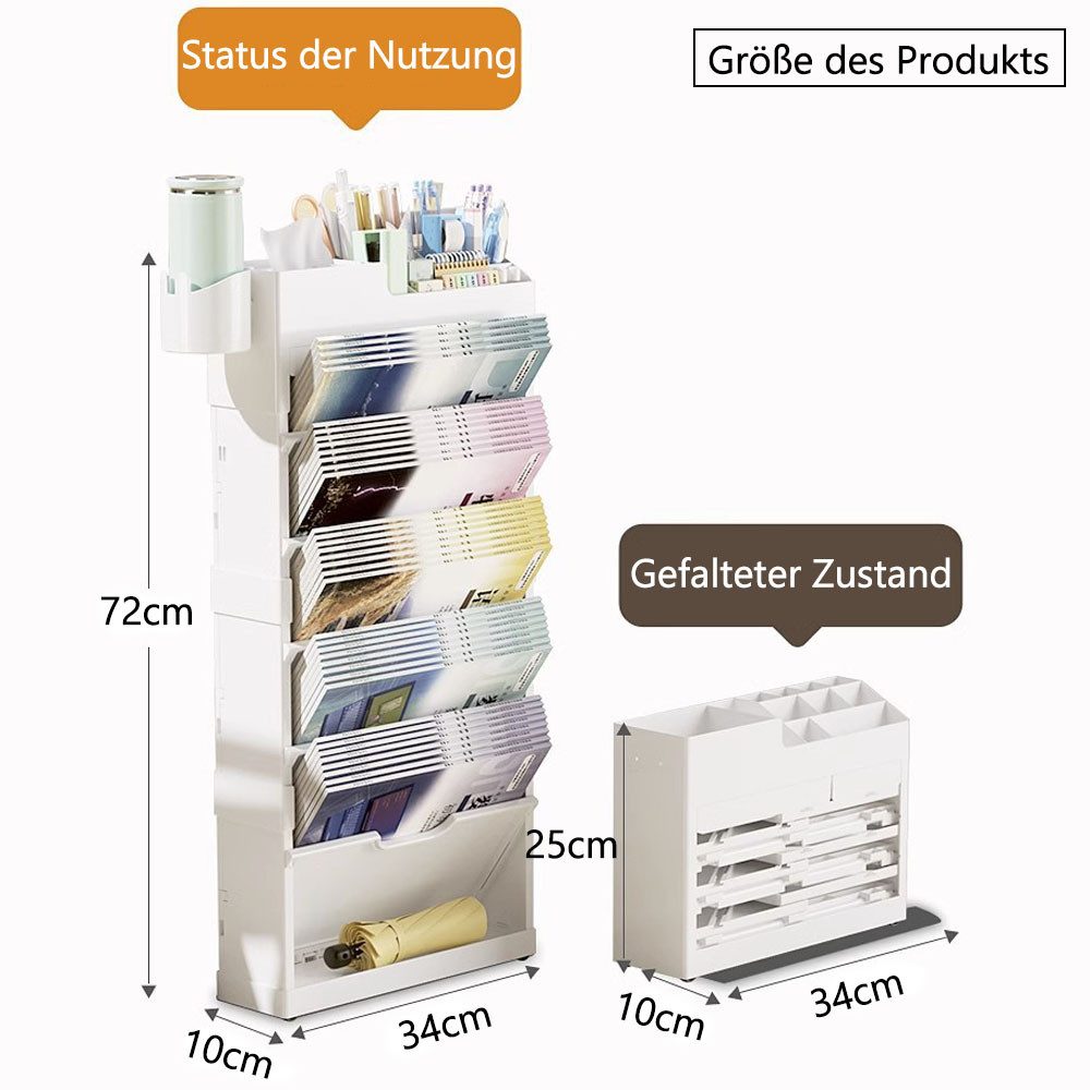 NUODWELL Bücherregal Beweglicher Bücherregalwagen mit Rädern,Tragbar Mehrzw günstig online kaufen