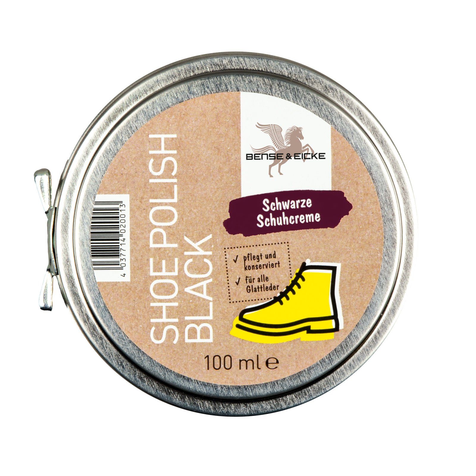 Shoe Polish black, Schuhcreme schwarz - 100 ml Schuhcreme