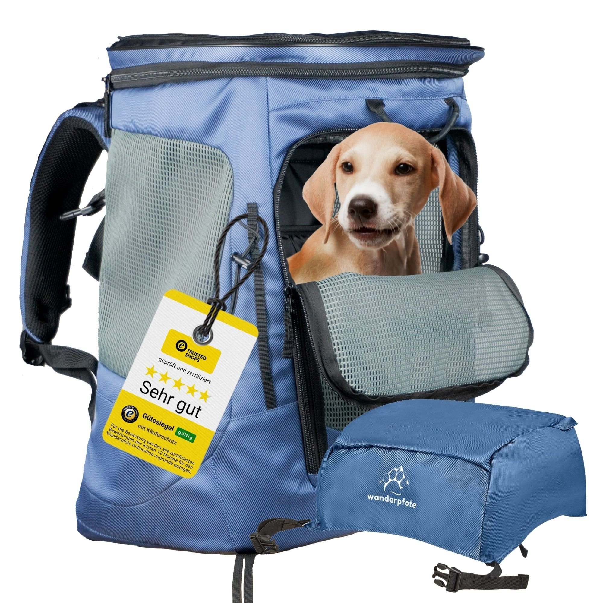 Wanderpfote Tiertransporttasche Daypack Hunderucksack - Höhenverstellbarem Tragesystem