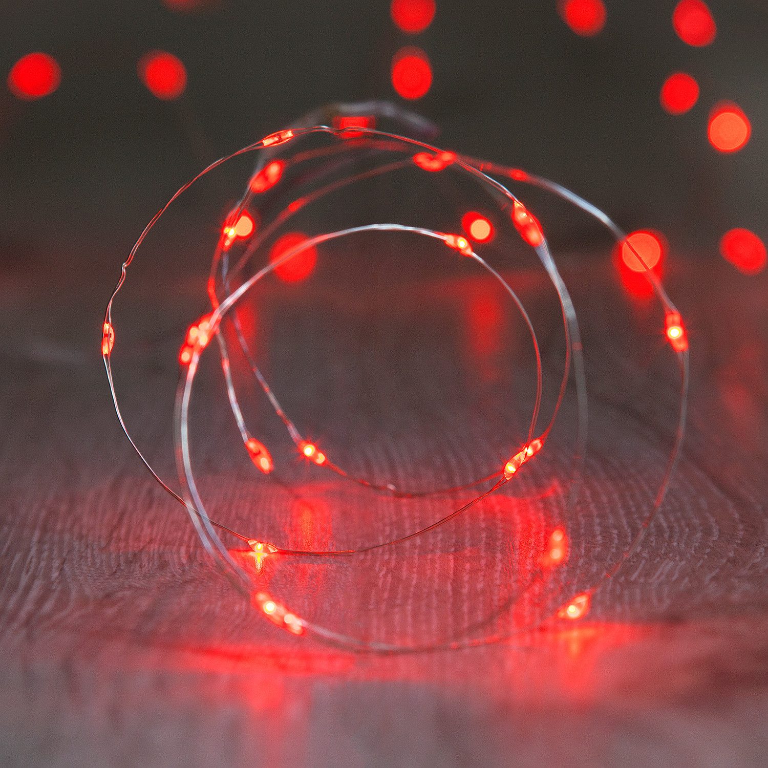 Lights4fun LED-Lichterkette 20er LED Micro Lichterkette rot batteriebetrieben